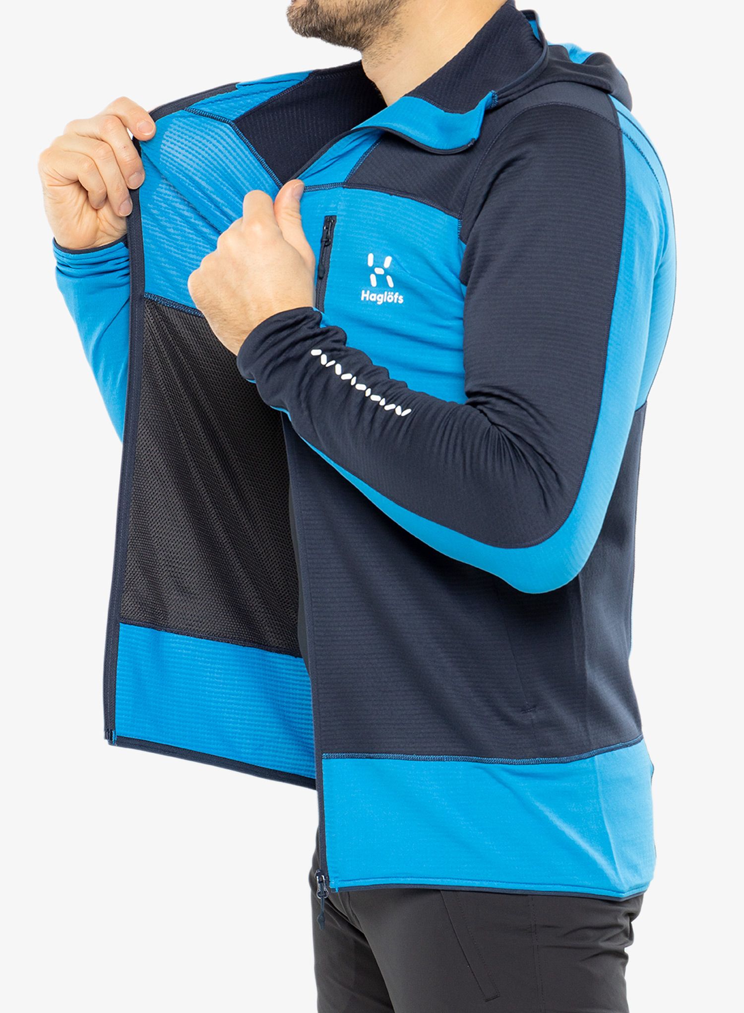 Jopica s kapuco Haglofs L.I.M Mid Fast Hood - tarn blue/nordic blue