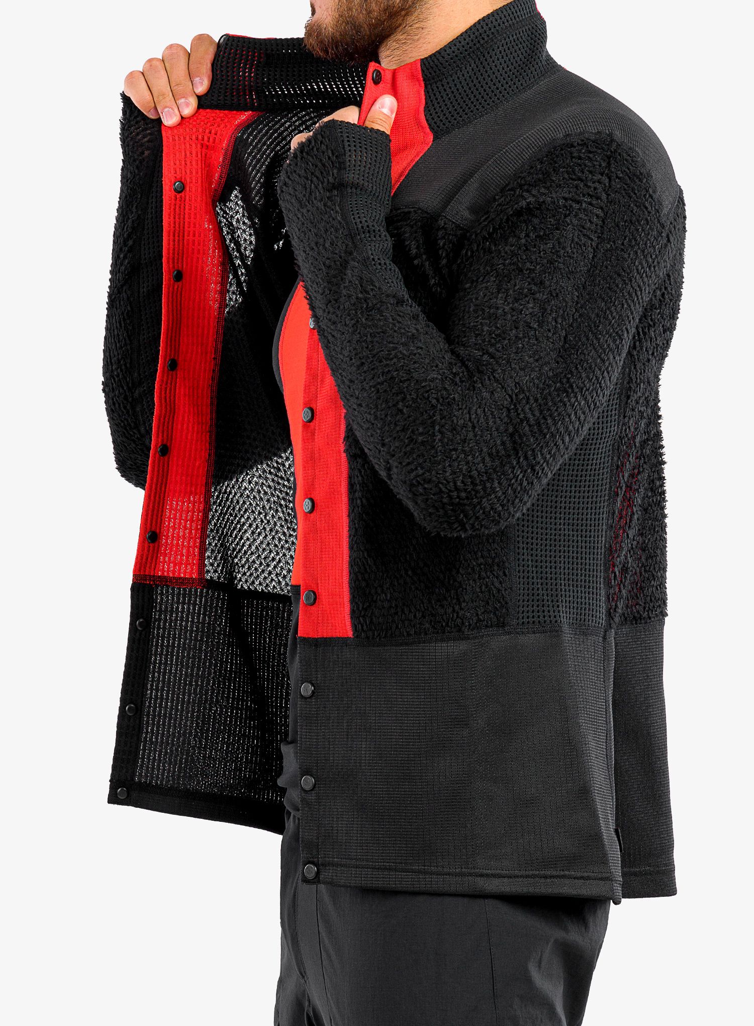 Moški flis Haglofs L.I.M ZT Sync 2 Mid Jacket - true black/zenith red