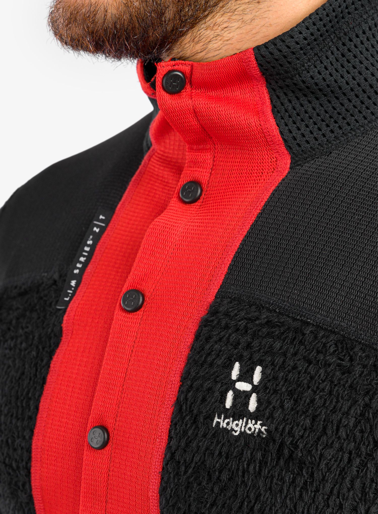 Moški flis Haglofs L.I.M ZT Sync 2 Mid Jacket - true black/zenith red