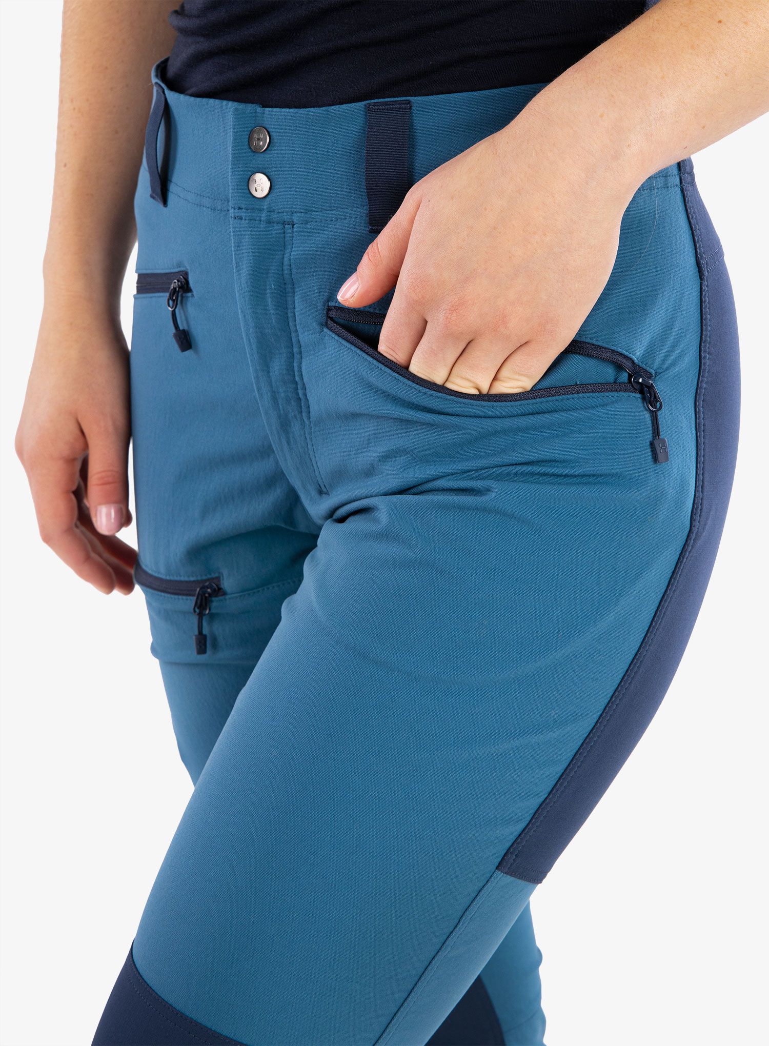 Ženske pohodniške hlače Haglofs Mid Slim Pant - dark ocean/tarn blue