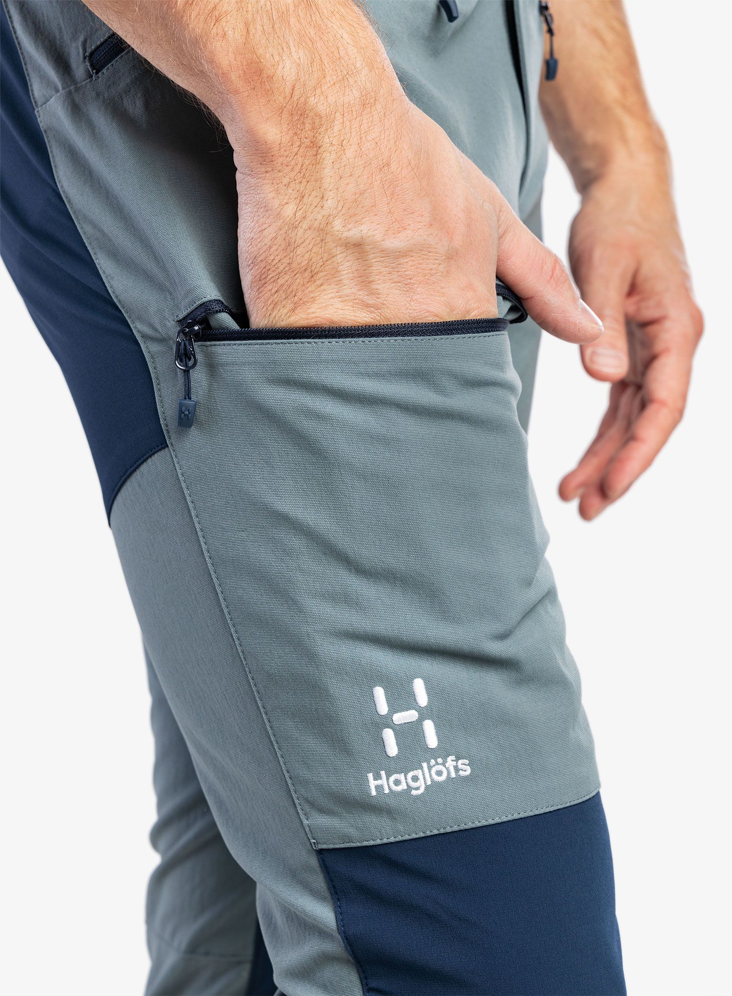 Moške pohodne hlače Haglofs Mid Slim Pant - steel blue/tarn blue