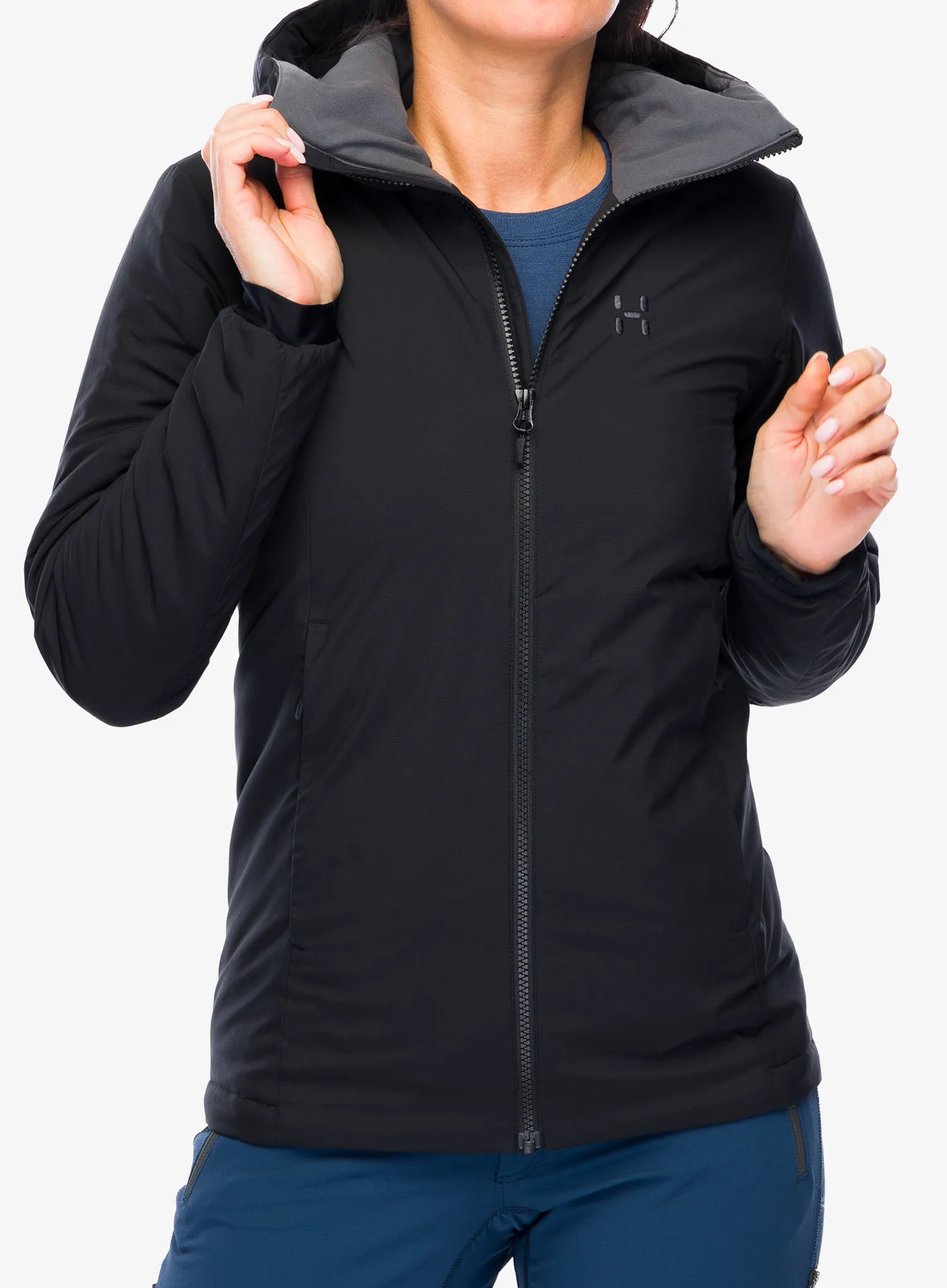 Ženska sintetična jakna Haglofs Mimic Alert Hood - true black