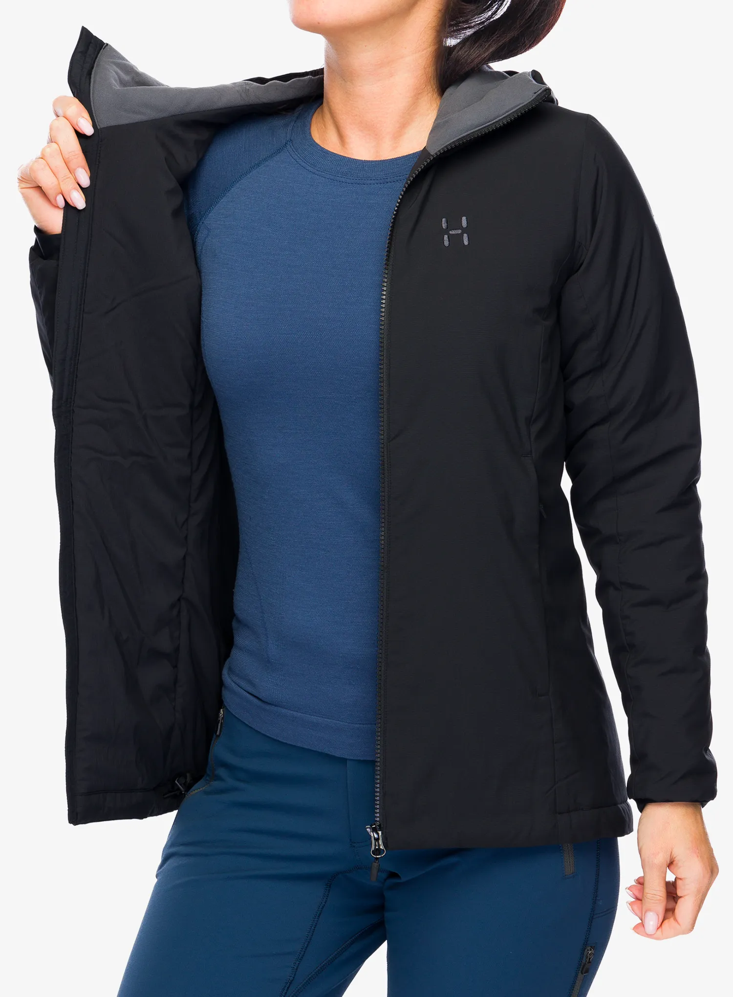 Ženska sintetična jakna Haglofs Mimic Alert Hood - true black