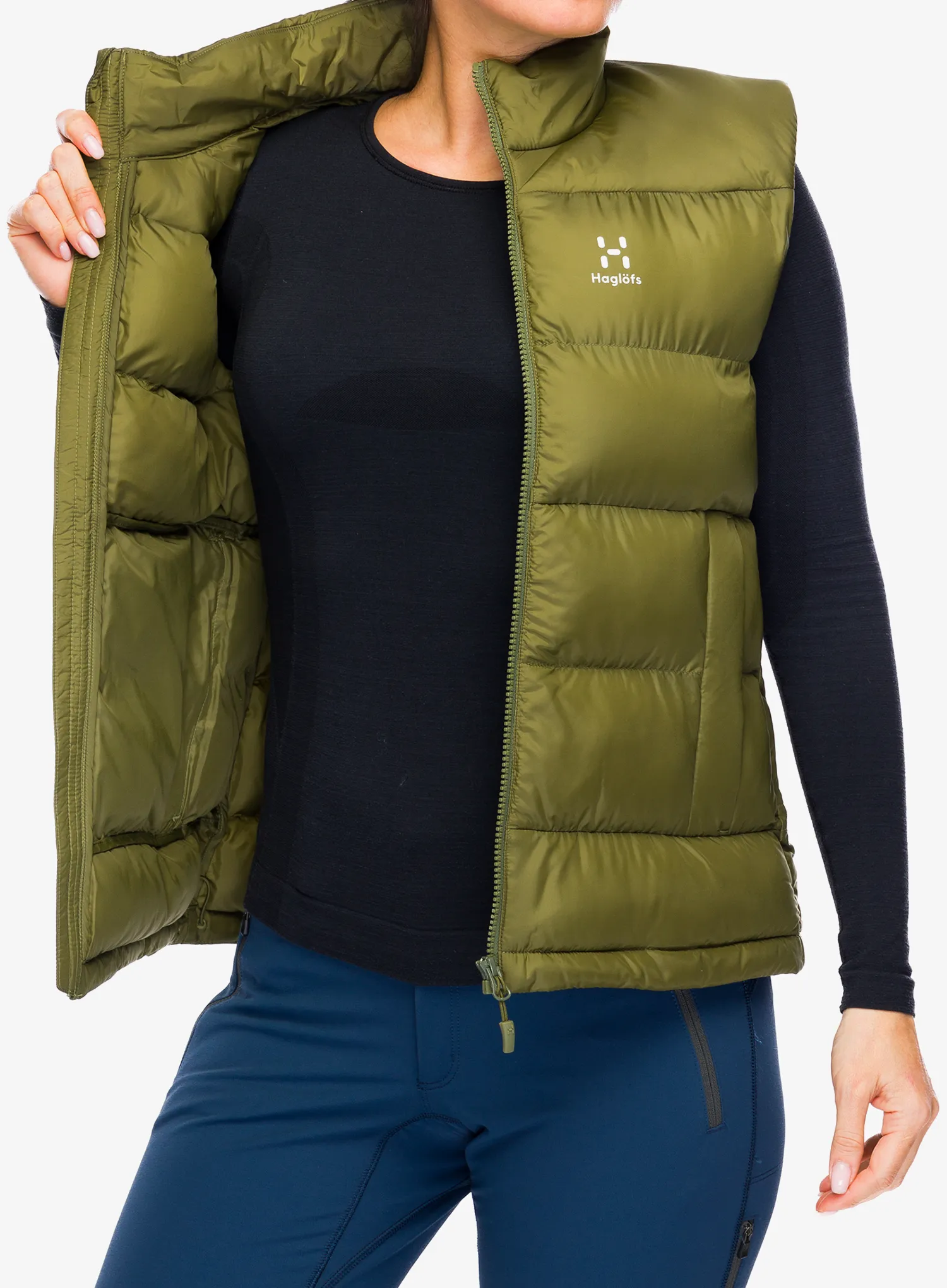 Ženski brezrokavnik Haglofs Puffy Mimic Vest - olive green