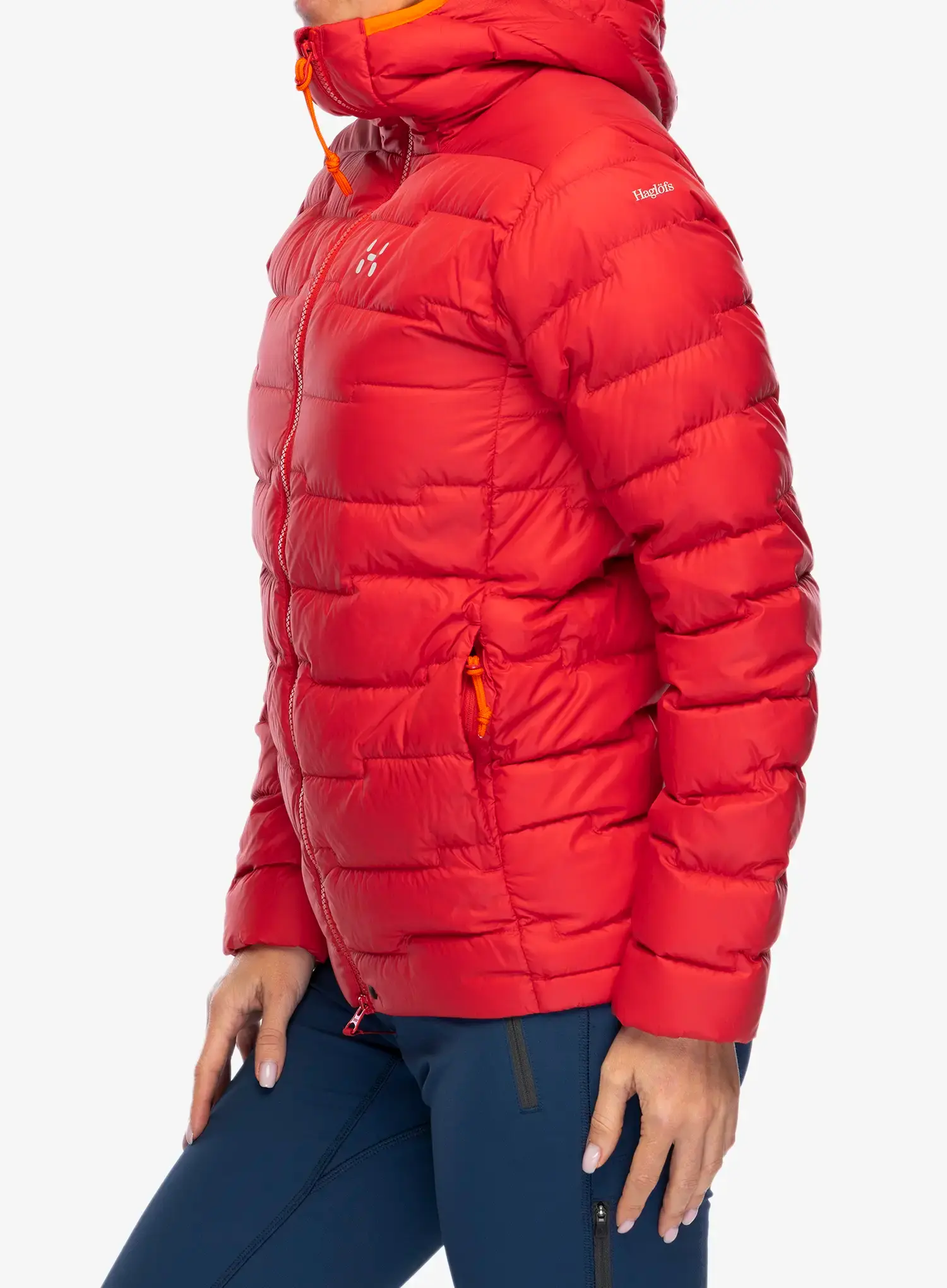 Ženska puhovka Haglofs ROC Flash Down Hood - bright red