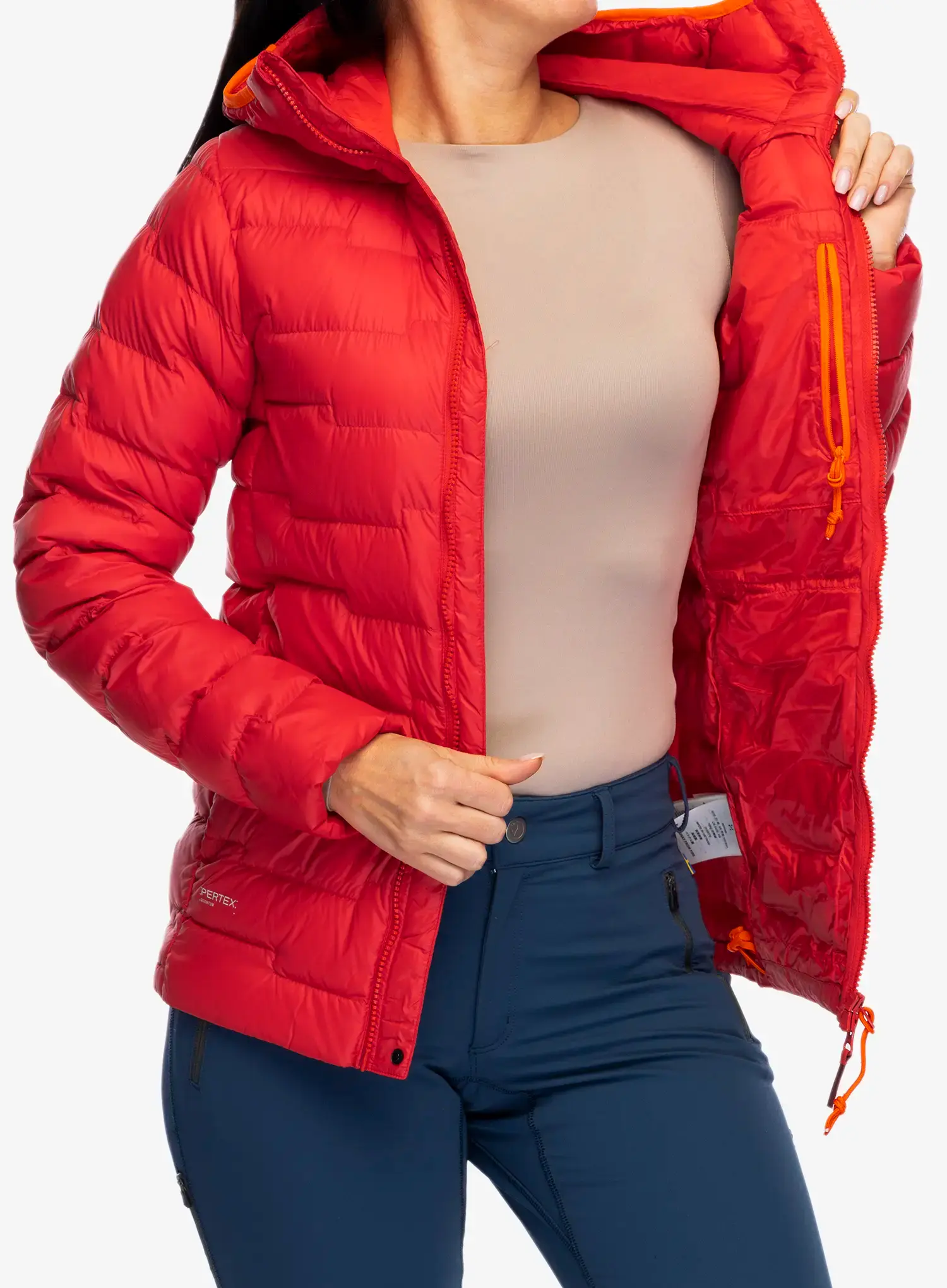Ženska puhovka Haglofs ROC Flash Down Hood - bright red