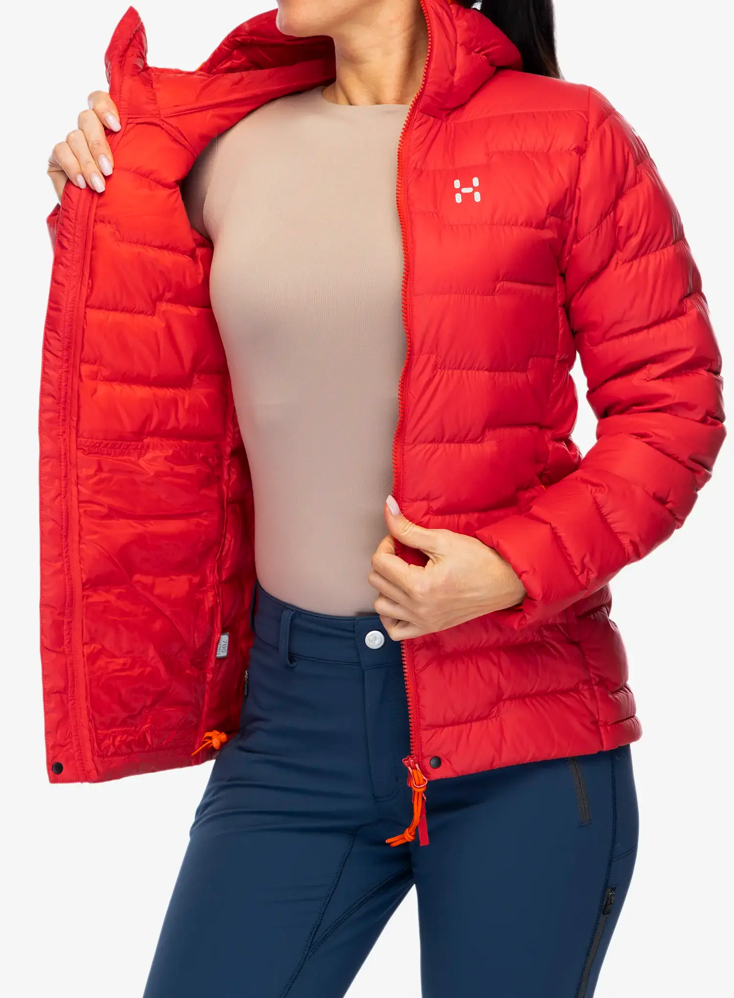 Ženska puhovka Haglofs ROC Flash Down Hood - bright red