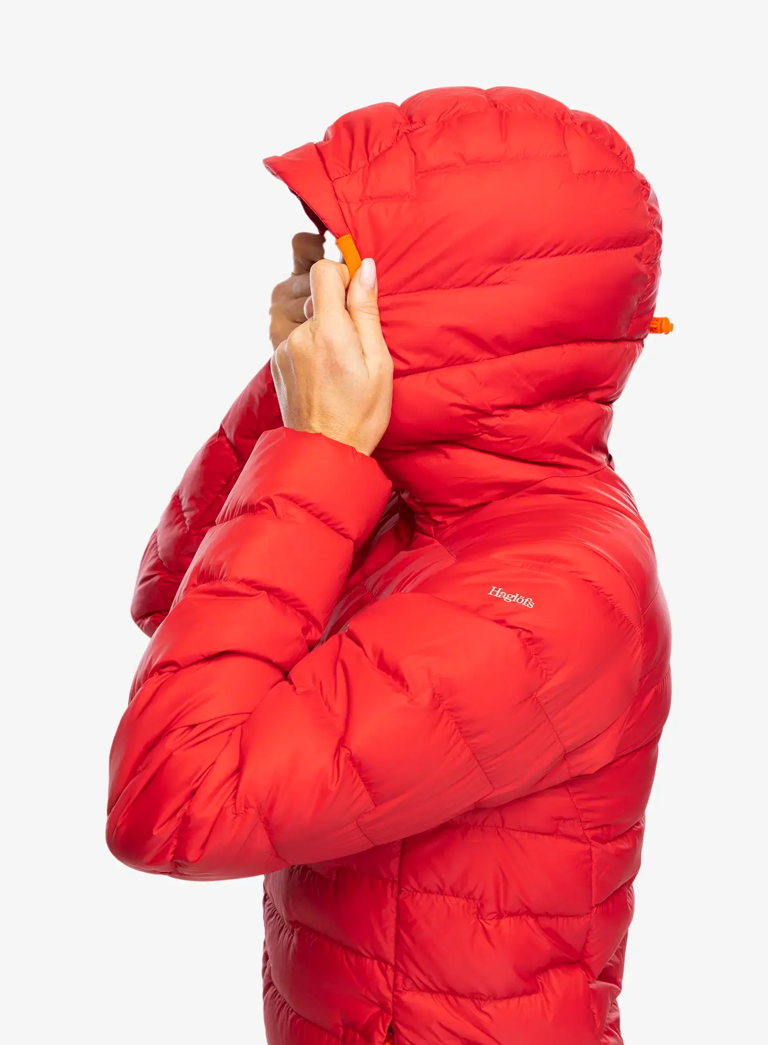 Ženska puhovka Haglofs ROC Flash Down Hood - bright red