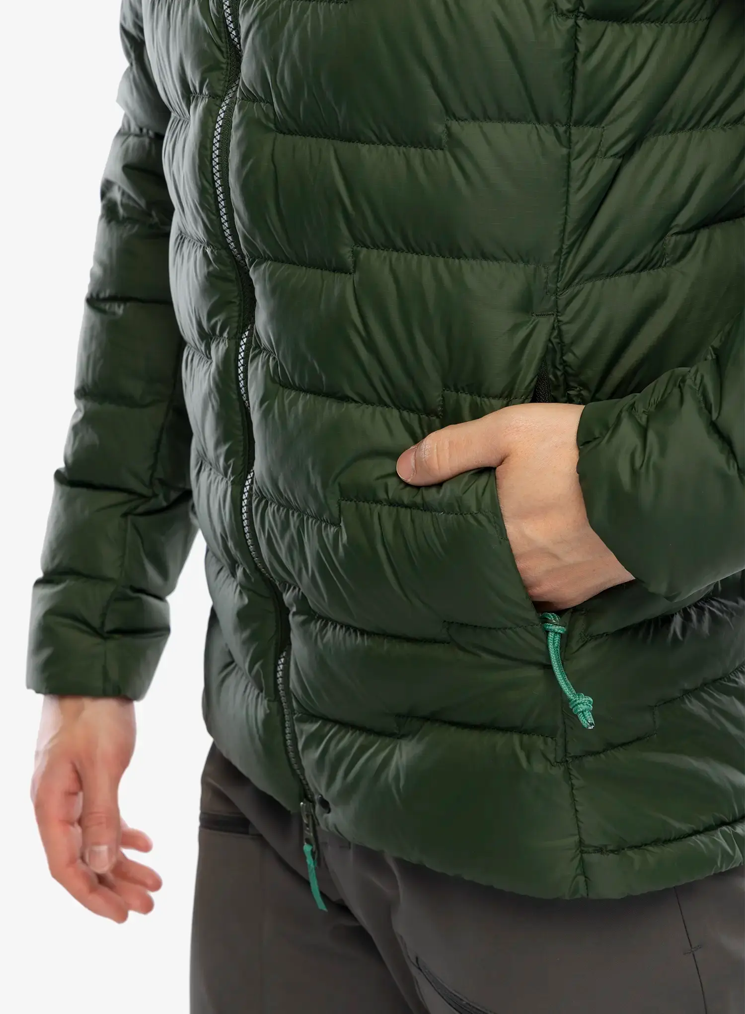 Puhovka Haglofs ROC Flash Down Hood - seaweed green