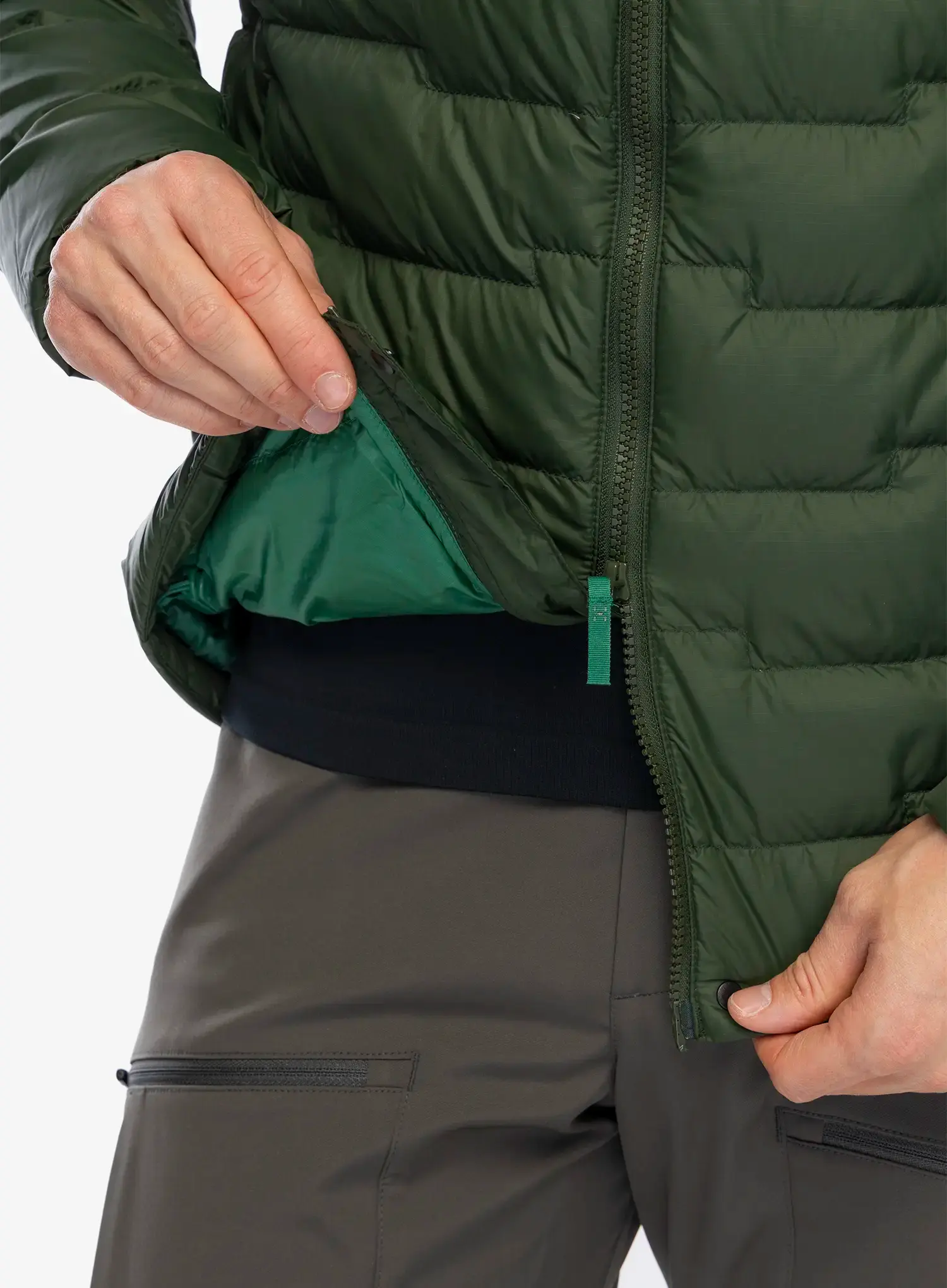 Puhovka Haglofs ROC Flash Down Hood - seaweed green