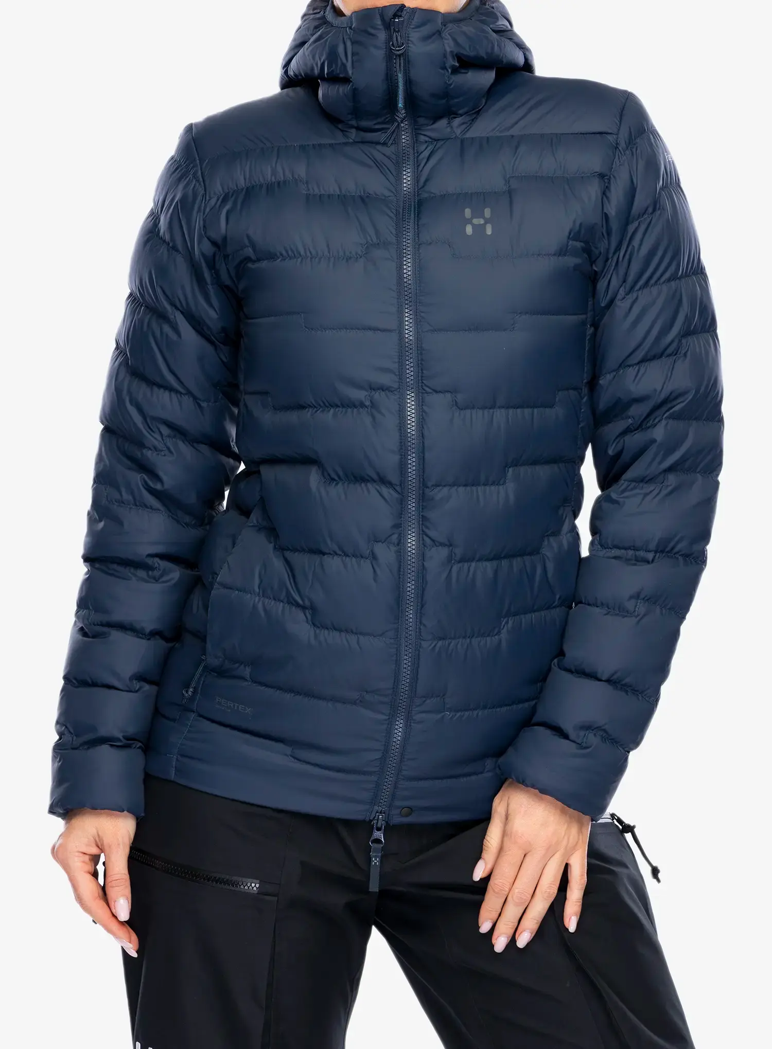 Ženska puhovka Haglofs ROC Flash Down Hood - tarn blue