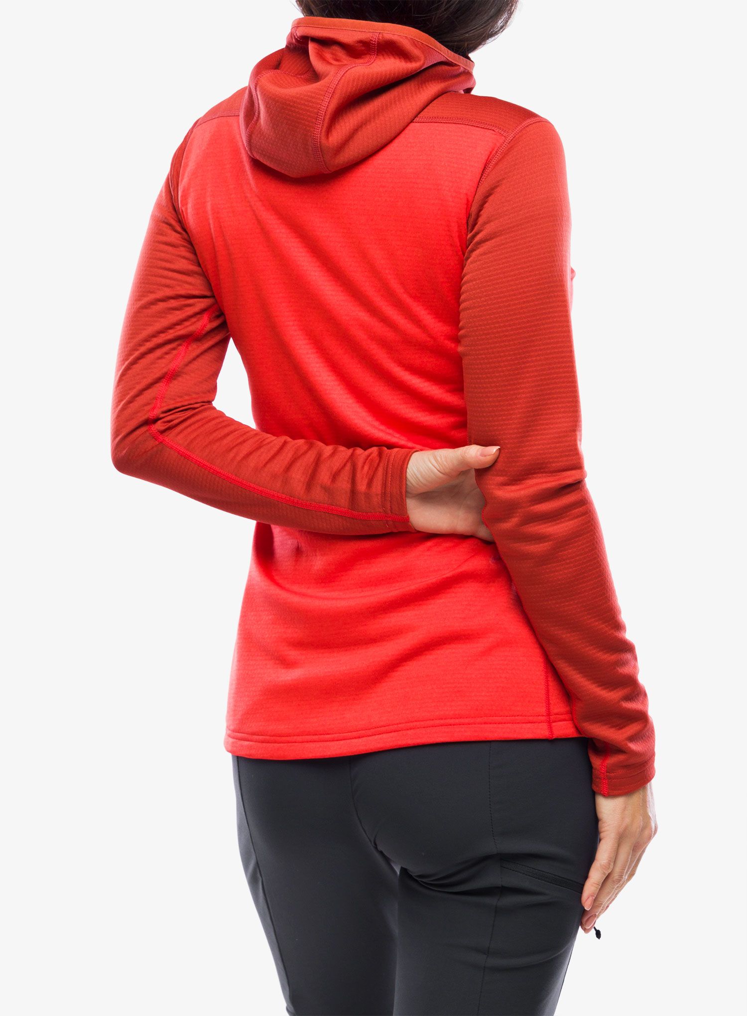Ženski flis Haglofs ROC Flash Mid Hood - corrosion/poppy red