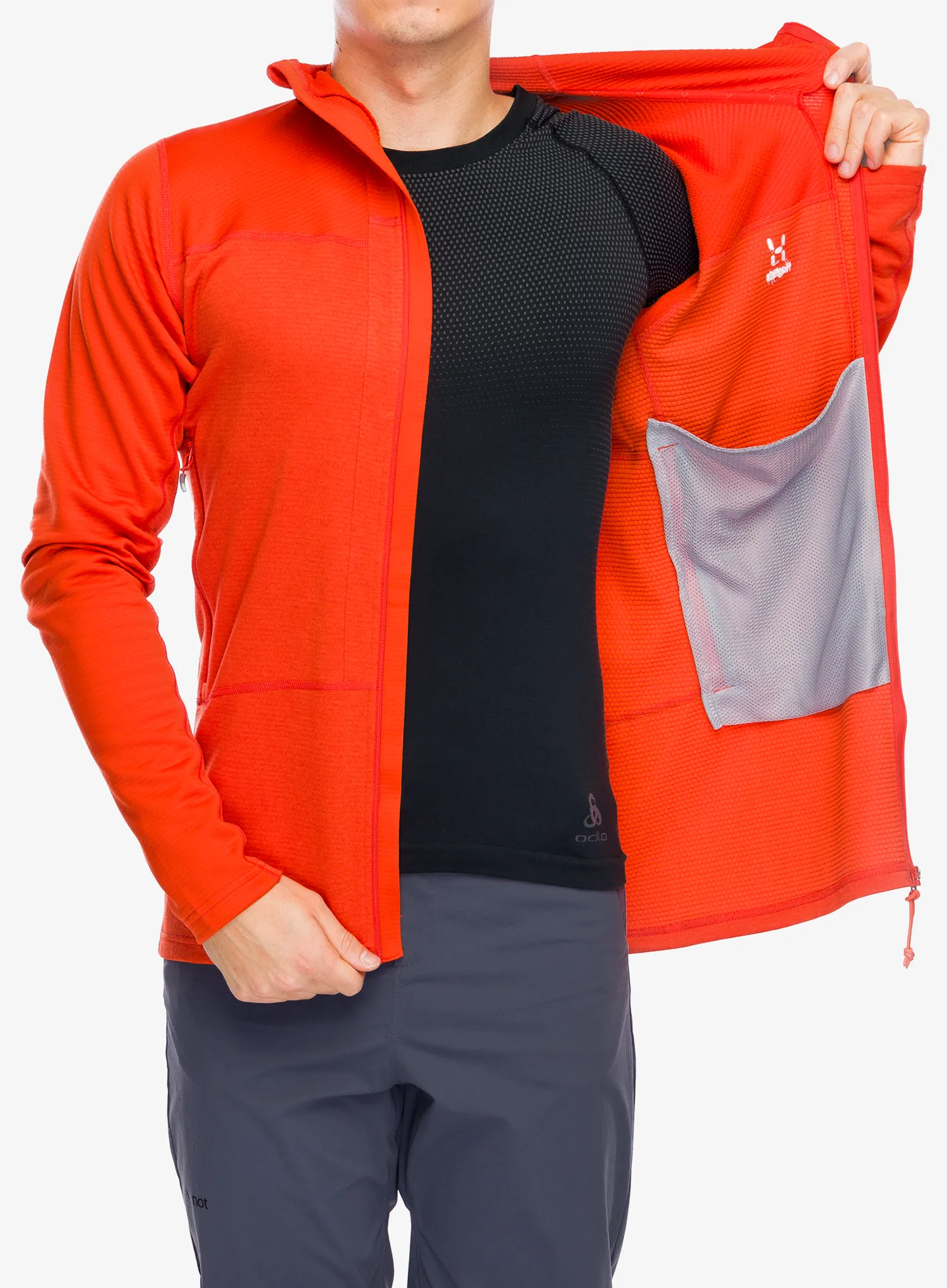 Jopica s kapuco Haglofs ROC Flash Mid Hood - habanero