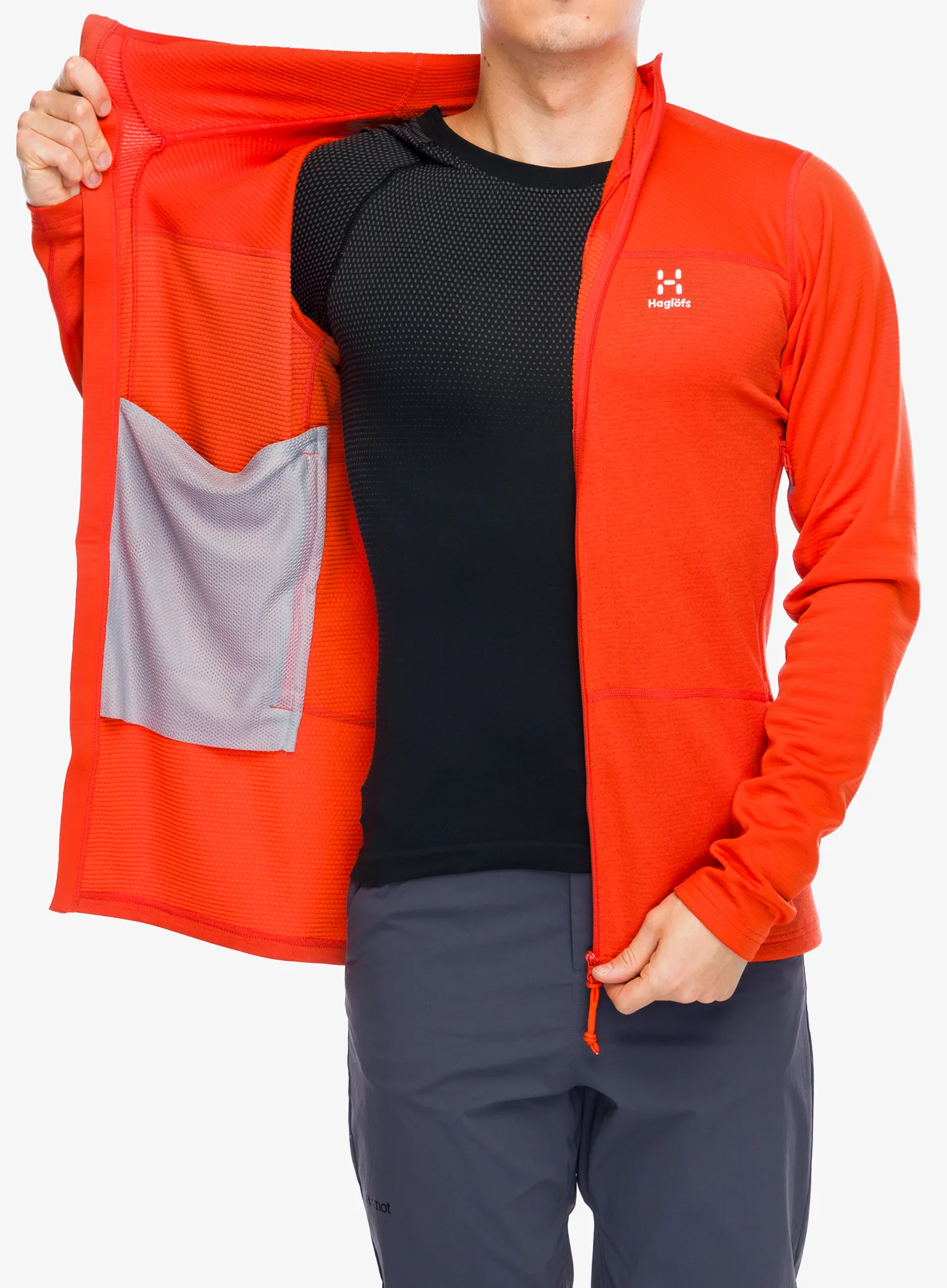 Jopica s kapuco Haglofs ROC Flash Mid Hood - habanero