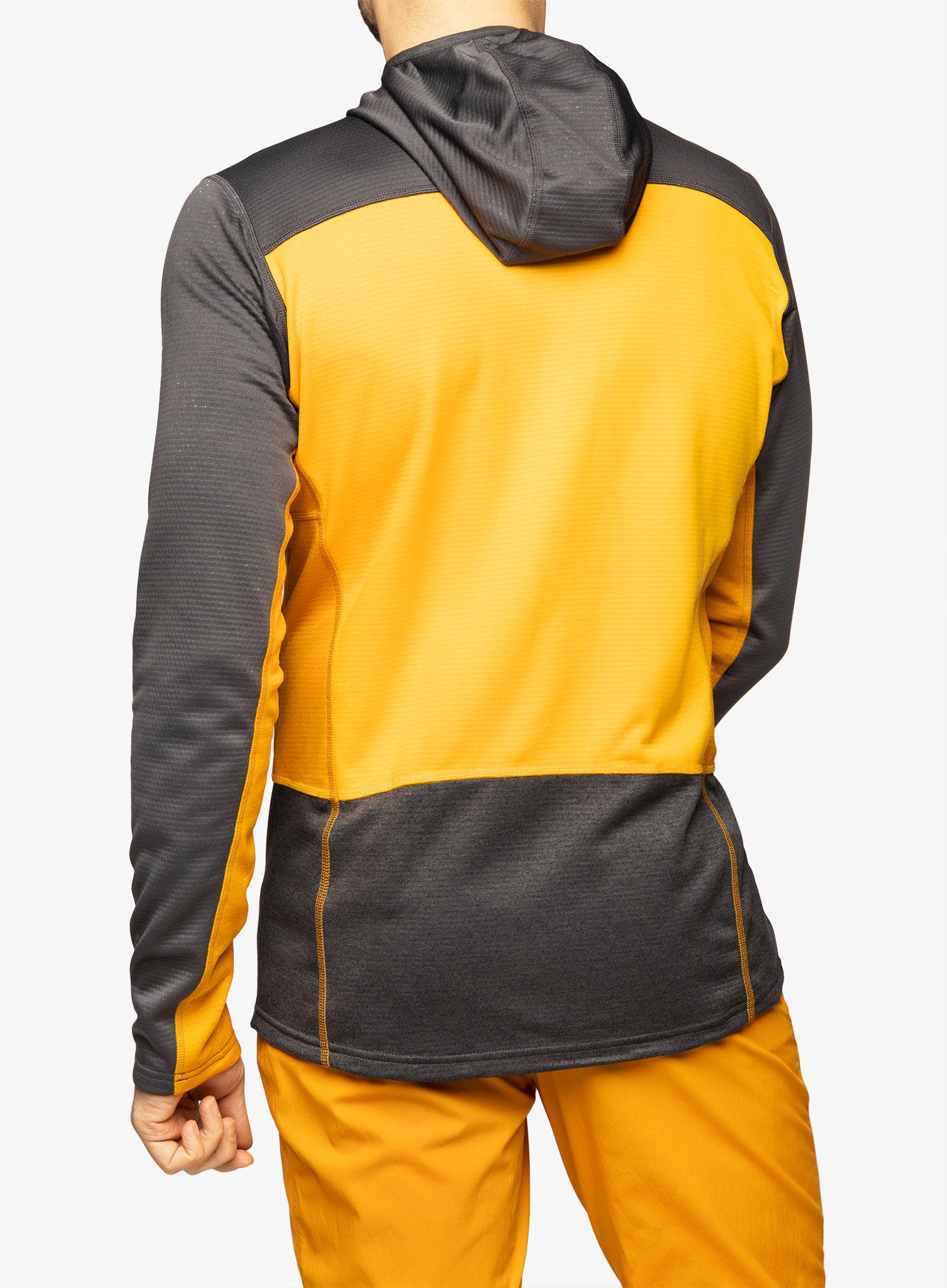 Jopica s kapuco Haglofs ROC Flash Mid Hood - magnetite/sunny yellow