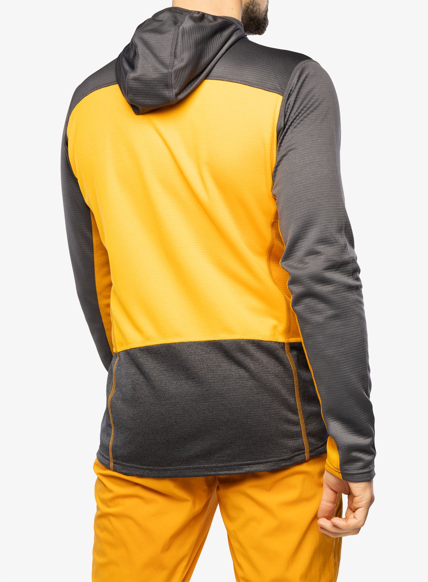 Jopica s kapuco Haglofs ROC Flash Mid Hood - magnetite/sunny yellow