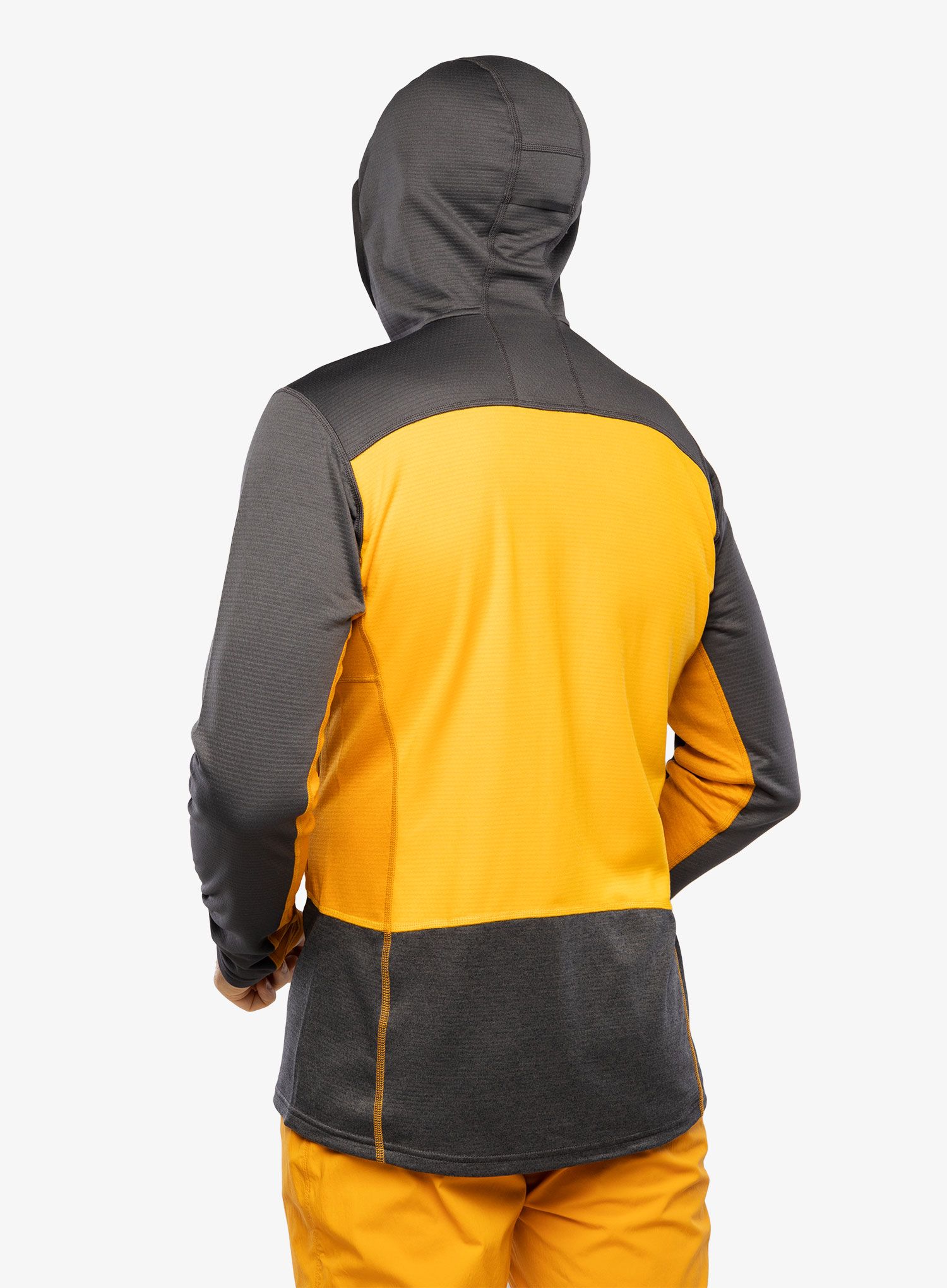 Jopica s kapuco Haglofs ROC Flash Mid Hood - magnetite/sunny yellow