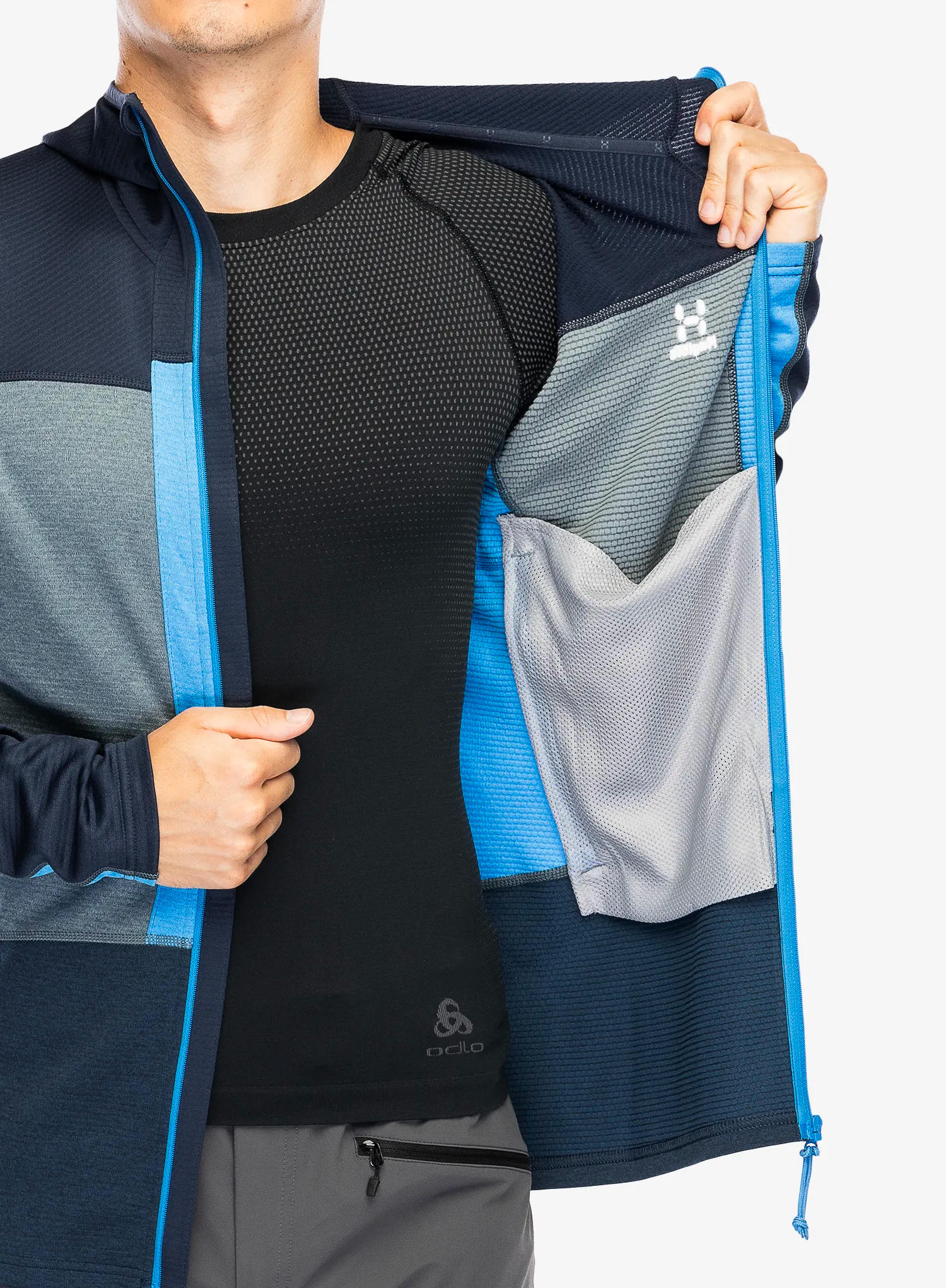 Jopica s kapuco Haglofs ROC Flash Mid Hood - tarn blue/steel blue