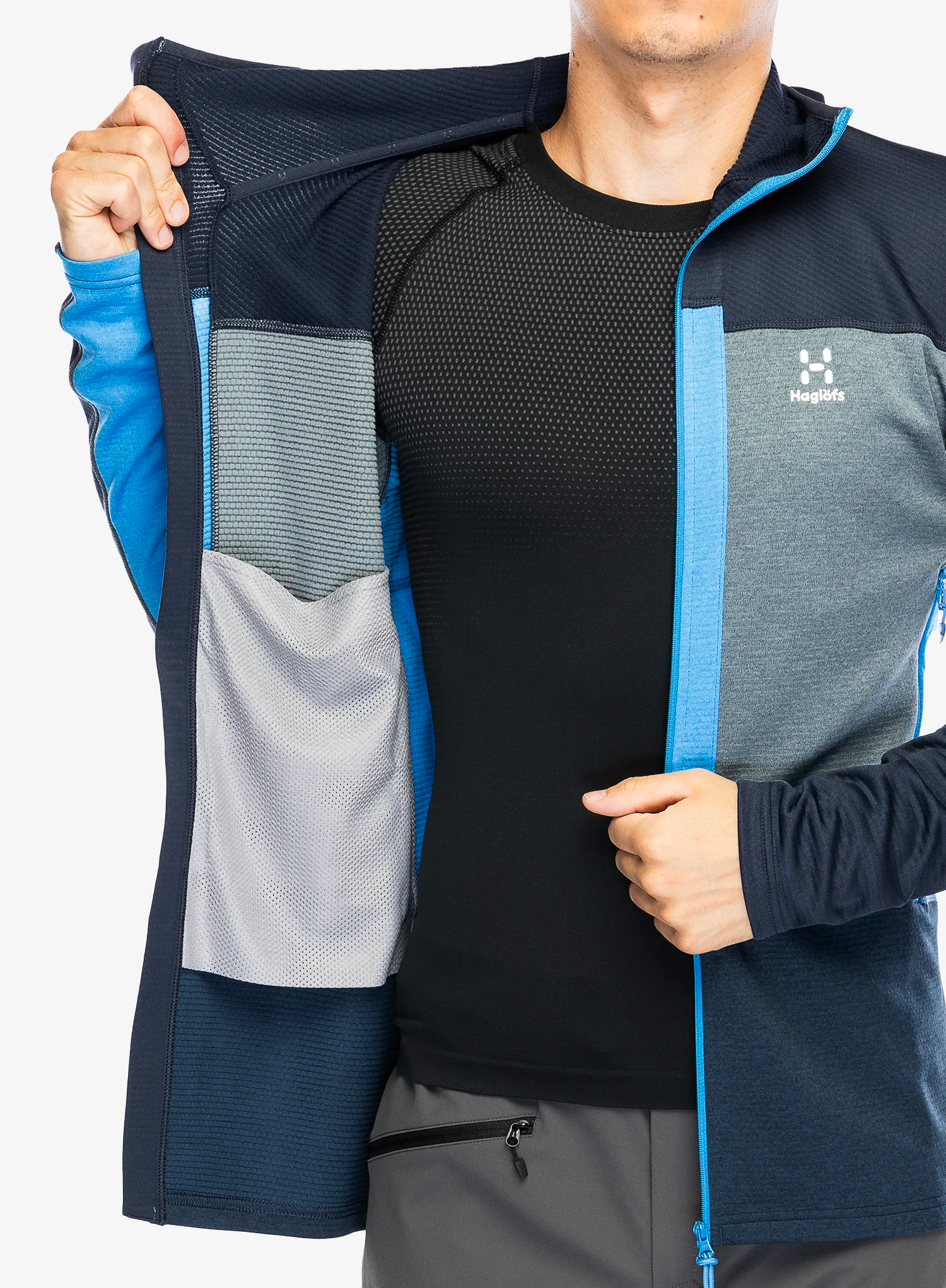 Jopica s kapuco Haglofs ROC Flash Mid Hood - tarn blue/steel blue