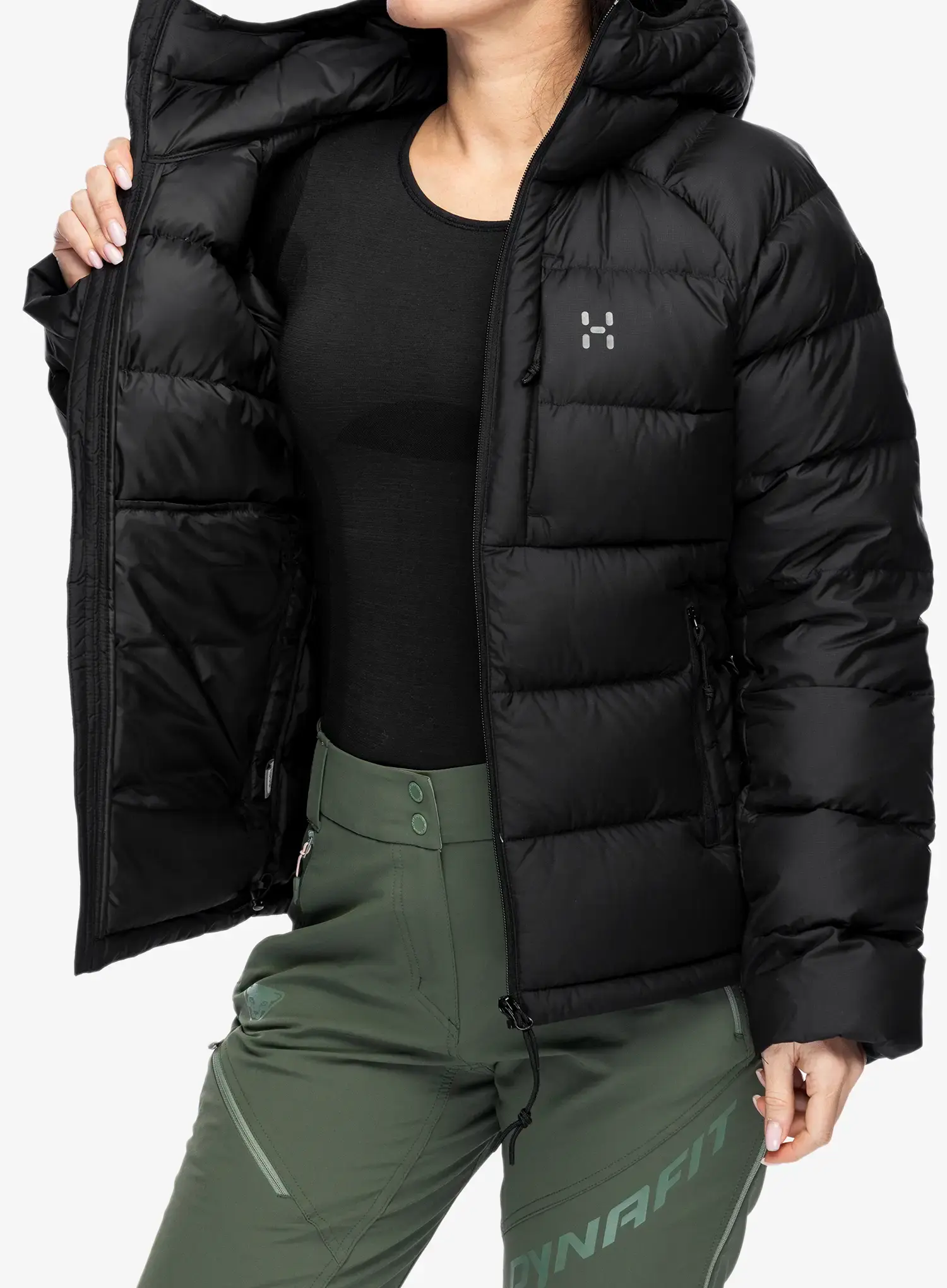 Ženska puhovka Haglofs Rosson Down Hood - true black