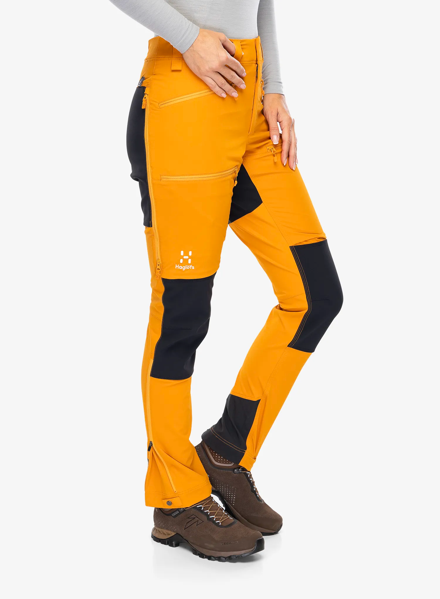 Ženske hlače Haglofs Rugged Slim Pant - desert yellow/true black