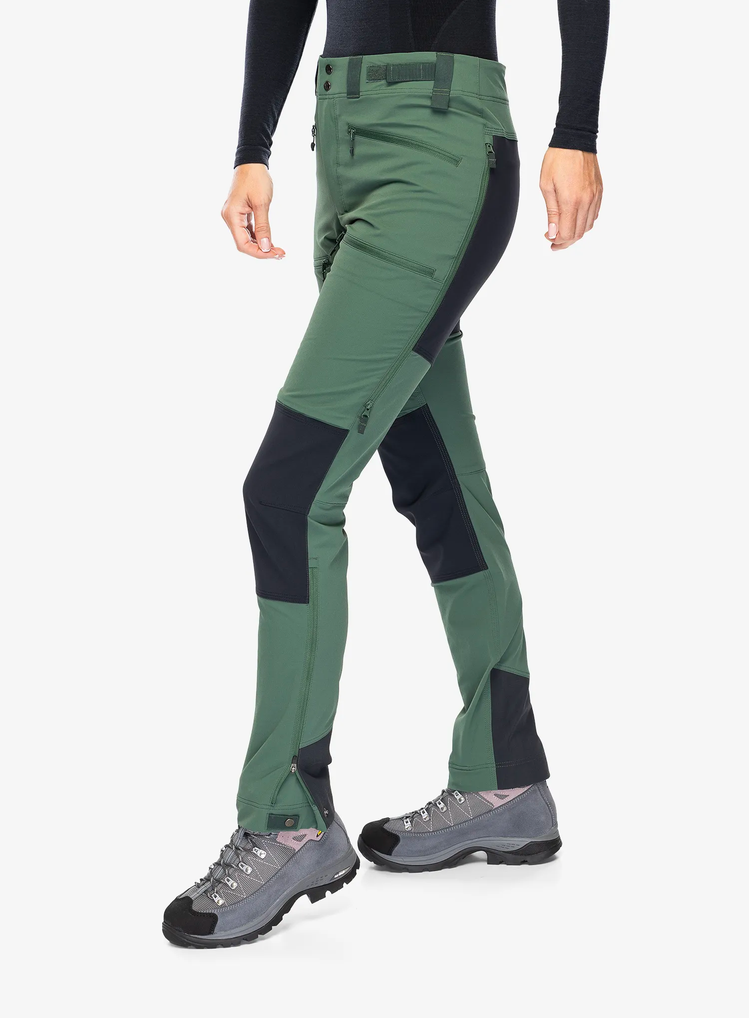 Ženske hlače Haglofs Rugged Slim Pant - fjell green/true black