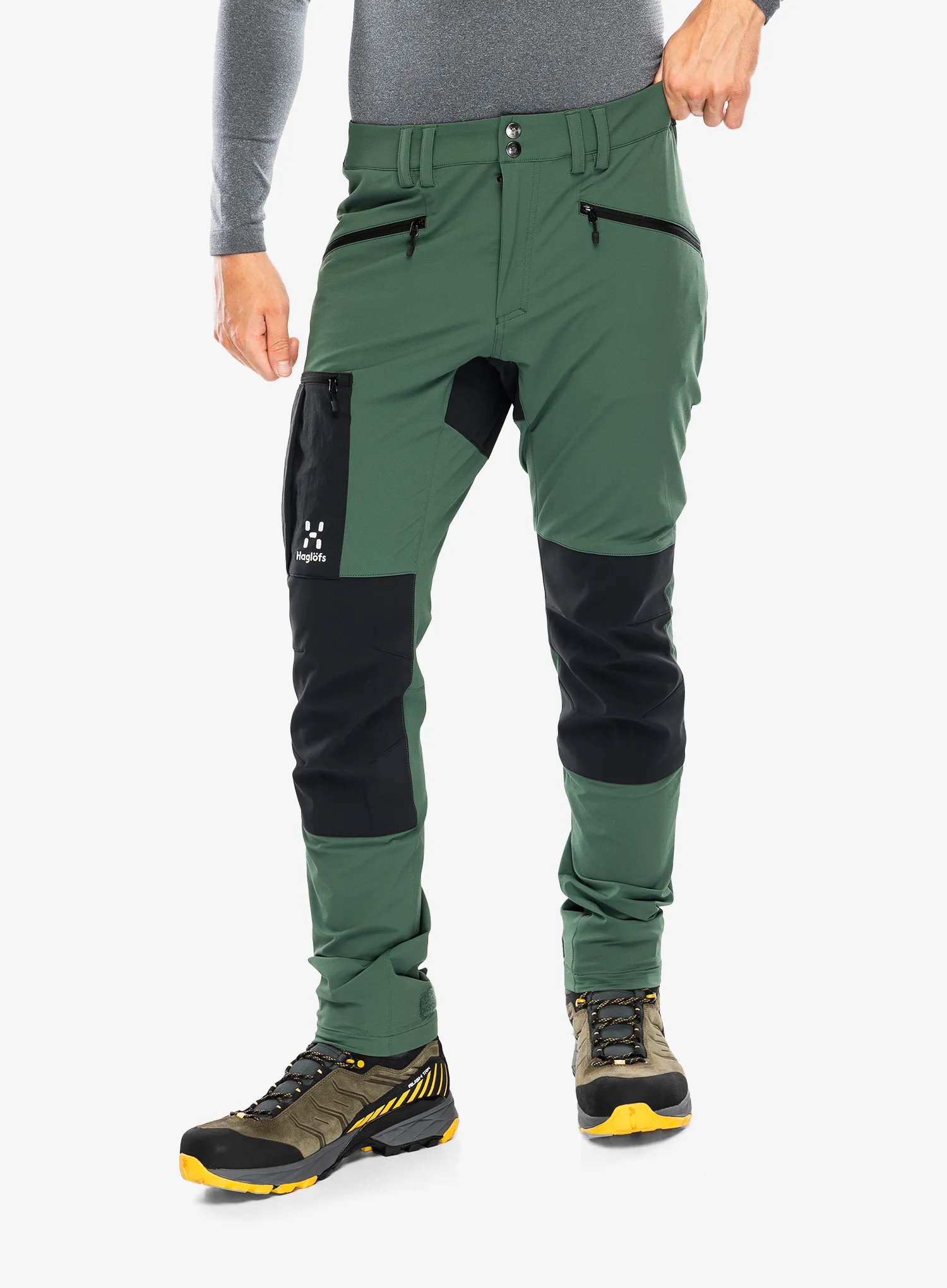 Pohodne hlače Haglofs Rugged Slim Pant - fjell green/true black