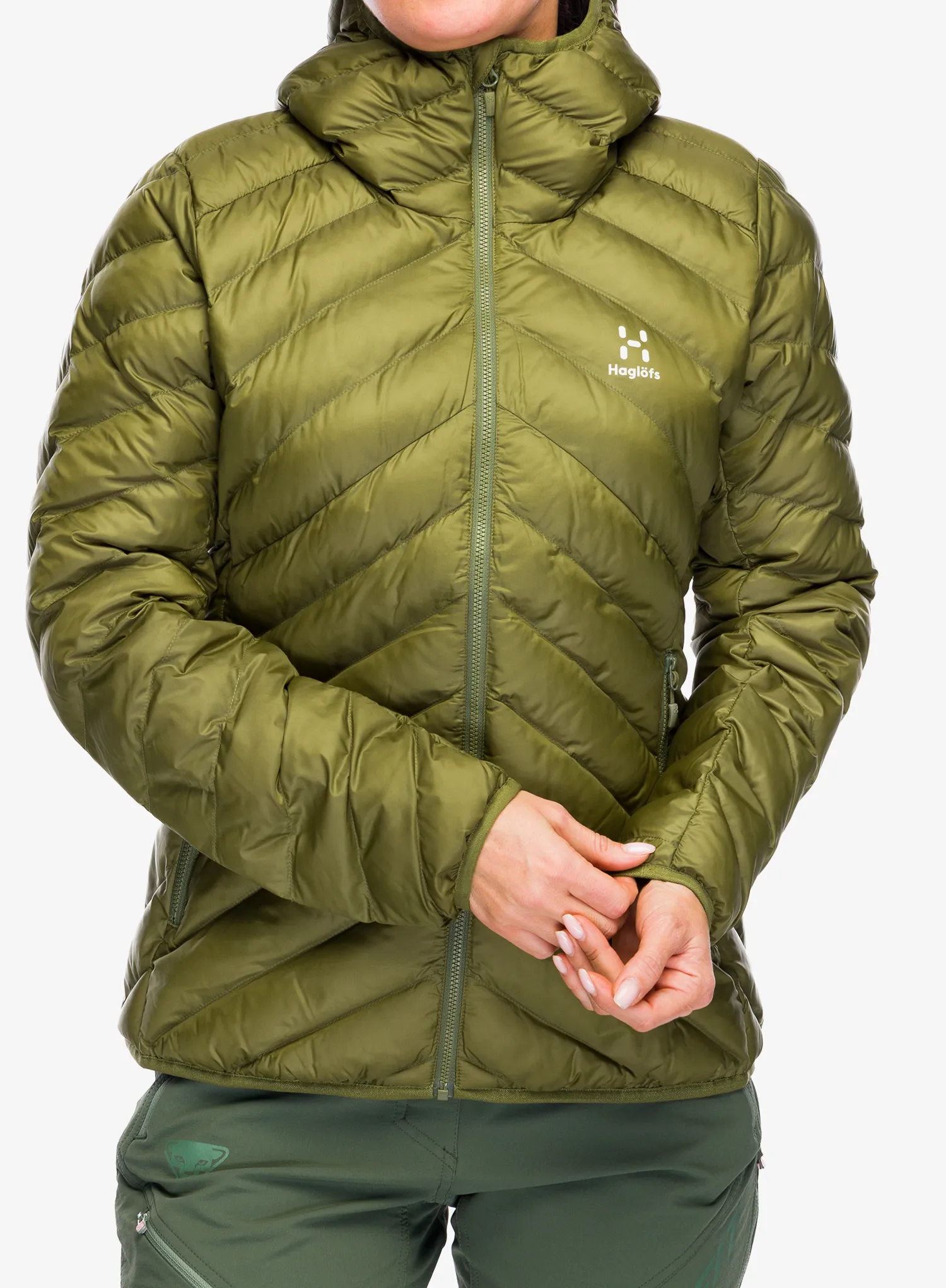 Ženska sintetična jakna Haglofs Sarna Mimic Hood - olive green