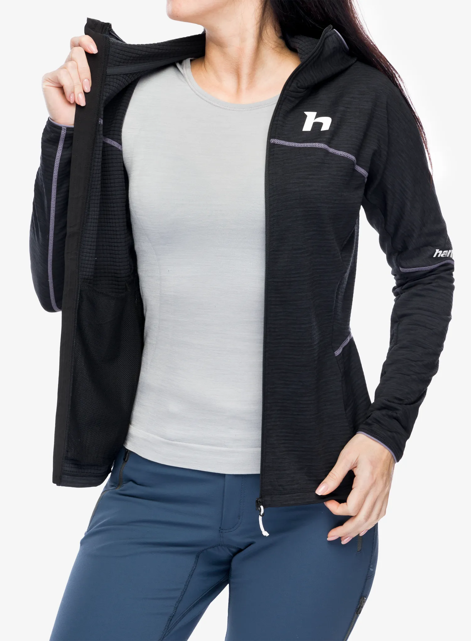 Ženska jopa s kapuco Hannah Meda Hoody - anthracite mel