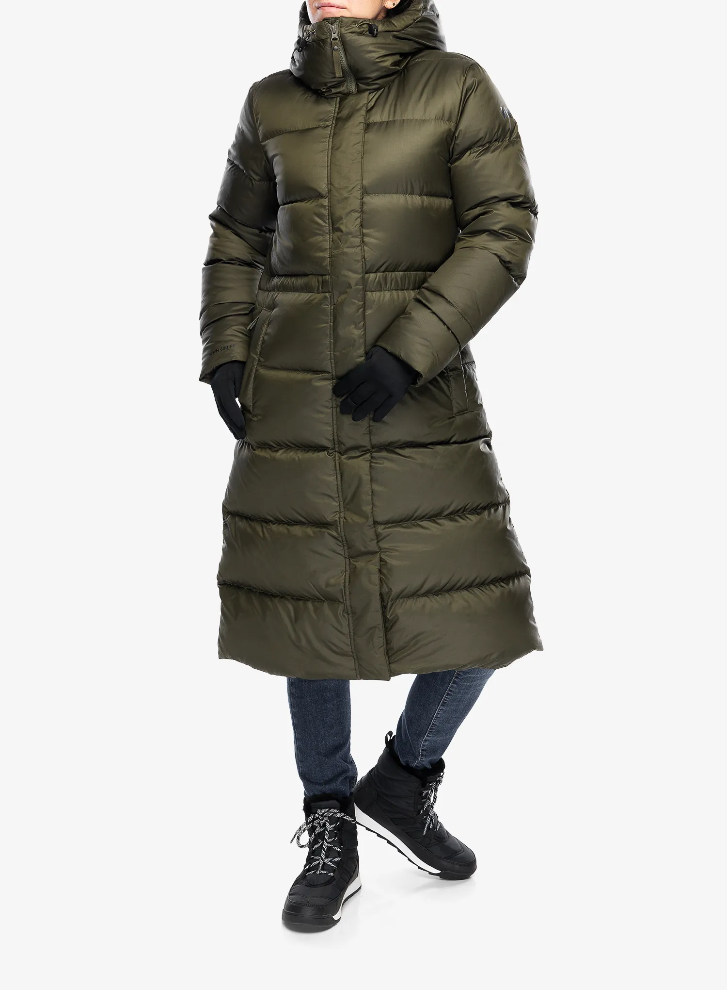 Puhast plašč Helly Hansen Essence Long Down Coat - utility green/snow