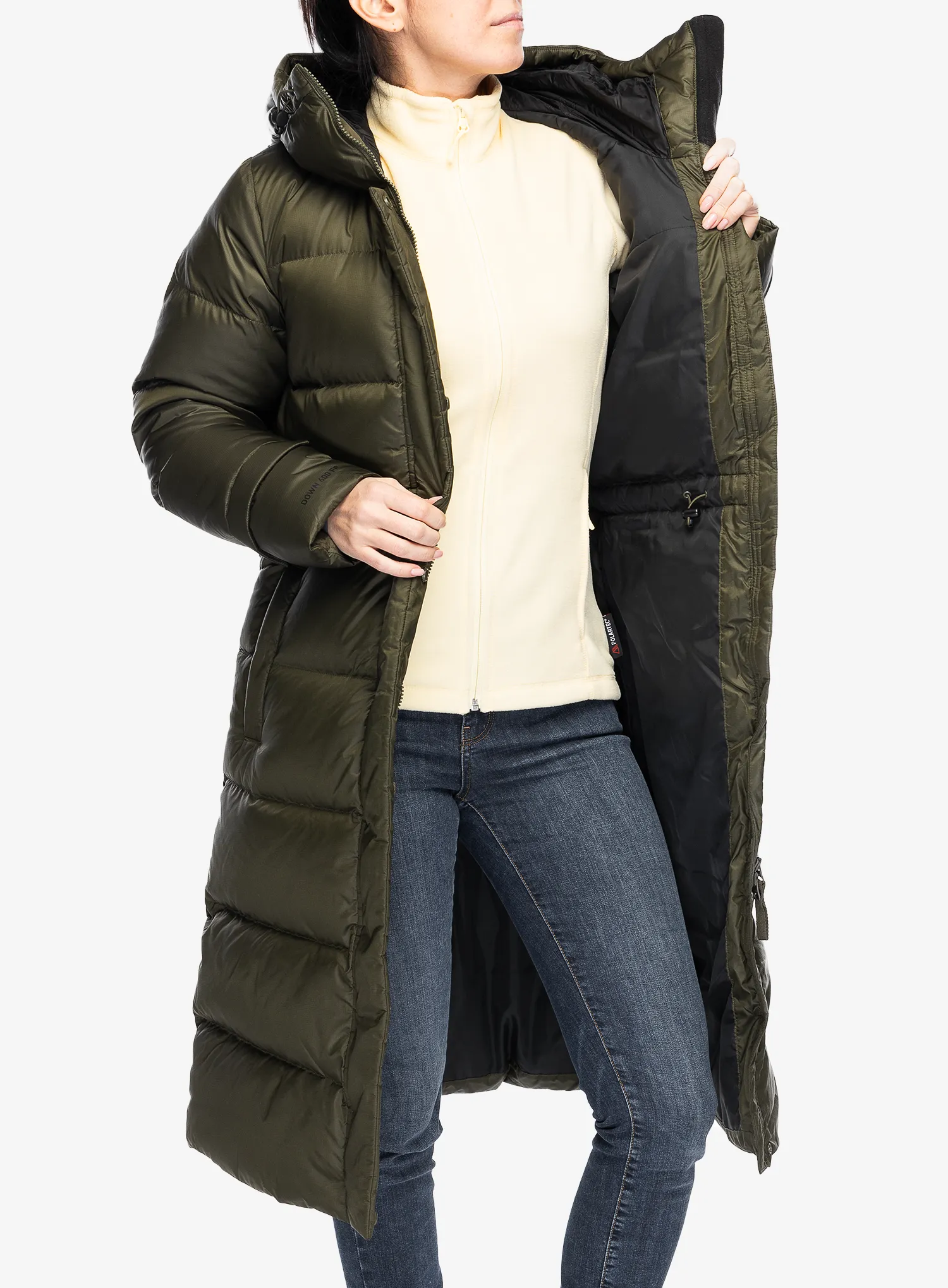 Puhast plašč Helly Hansen Essence Long Down Coat - utility green/snow