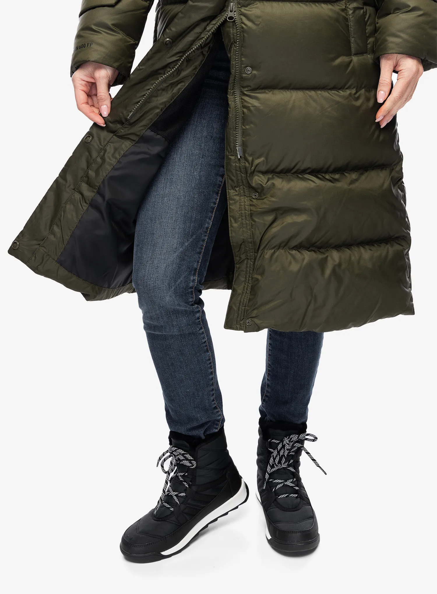 Puhast plašč Helly Hansen Essence Long Down Coat - utility green/snow