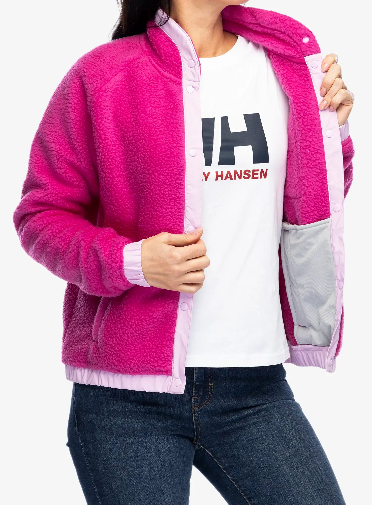 Ženski flis Helly Hansen Imperial Pile Snap - magenta 2.0