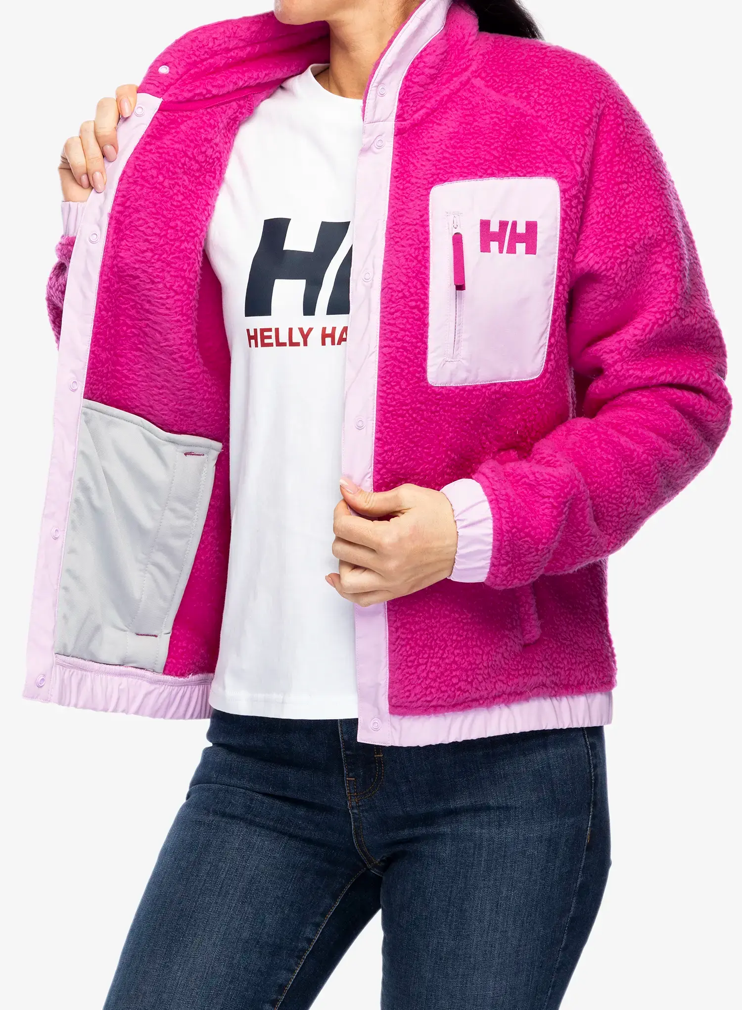 Ženski flis Helly Hansen Imperial Pile Snap - magenta 2.0