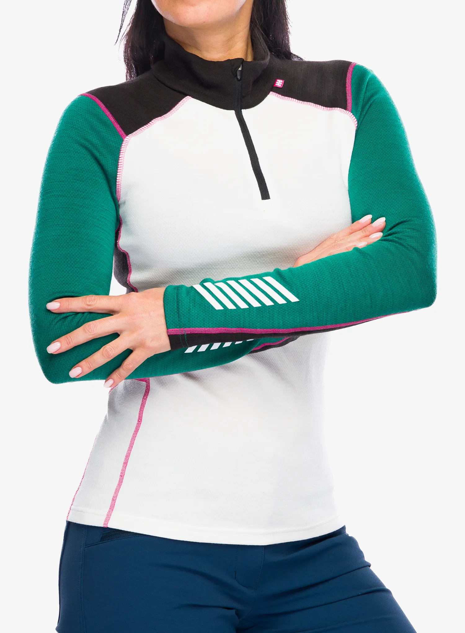 Ženska termo flis jopa Helly Hansen LIFA Merino Midweight 1/2 Zip - emerald