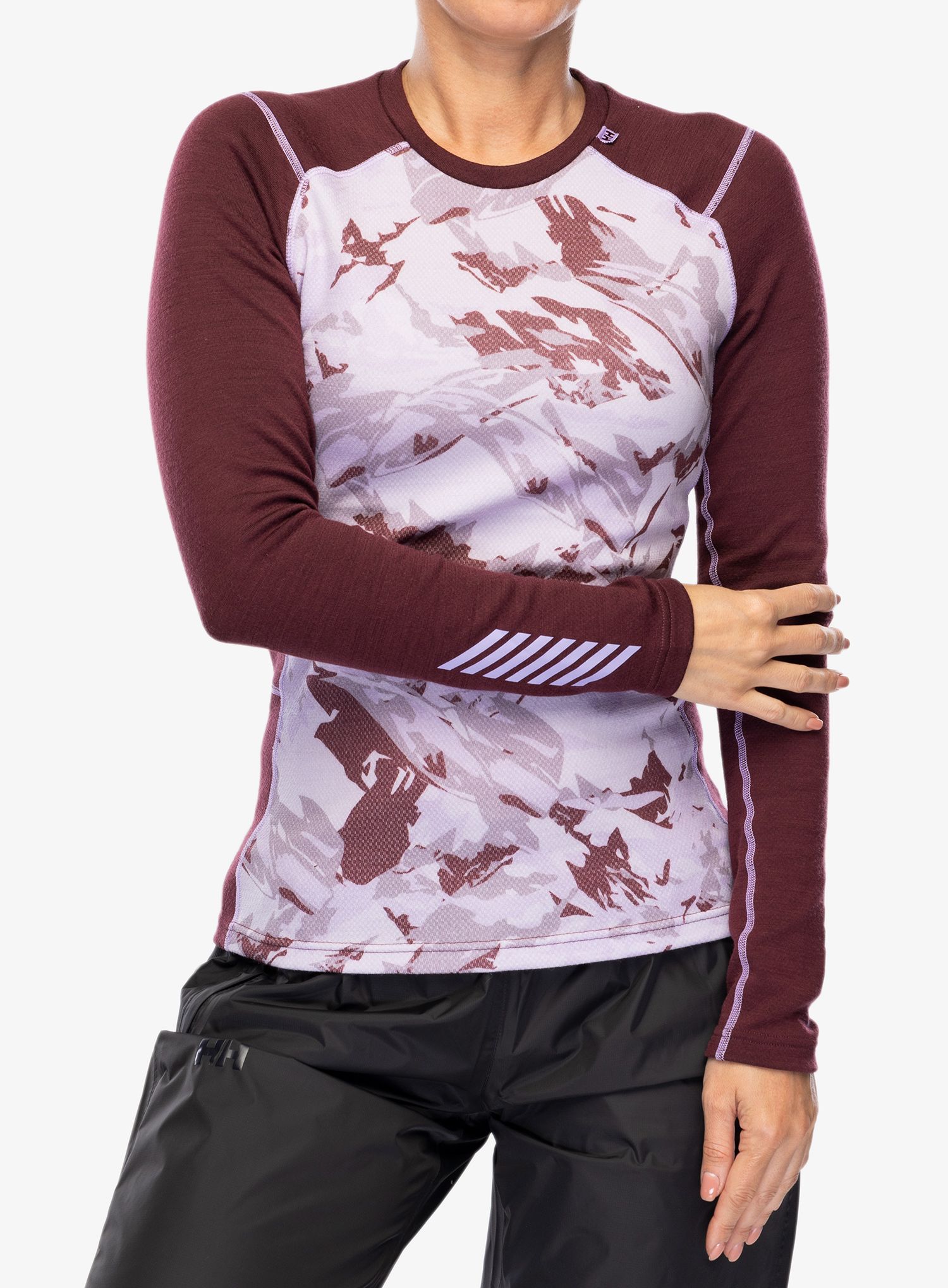 Ženska termo flis jopa Helly Hansen LIFA Merino Midweight Graphic Crew - hickory/coral almond