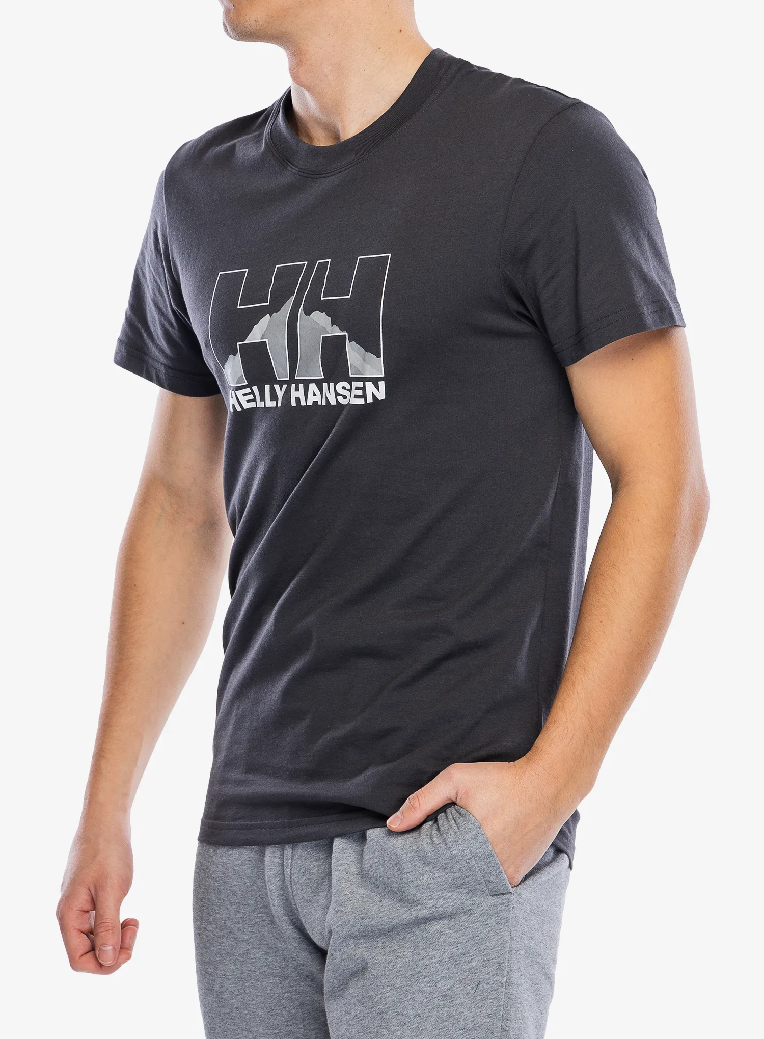 Bombažna majica Helly Hansen Nord Graph T-Shirt - ebony/ebony