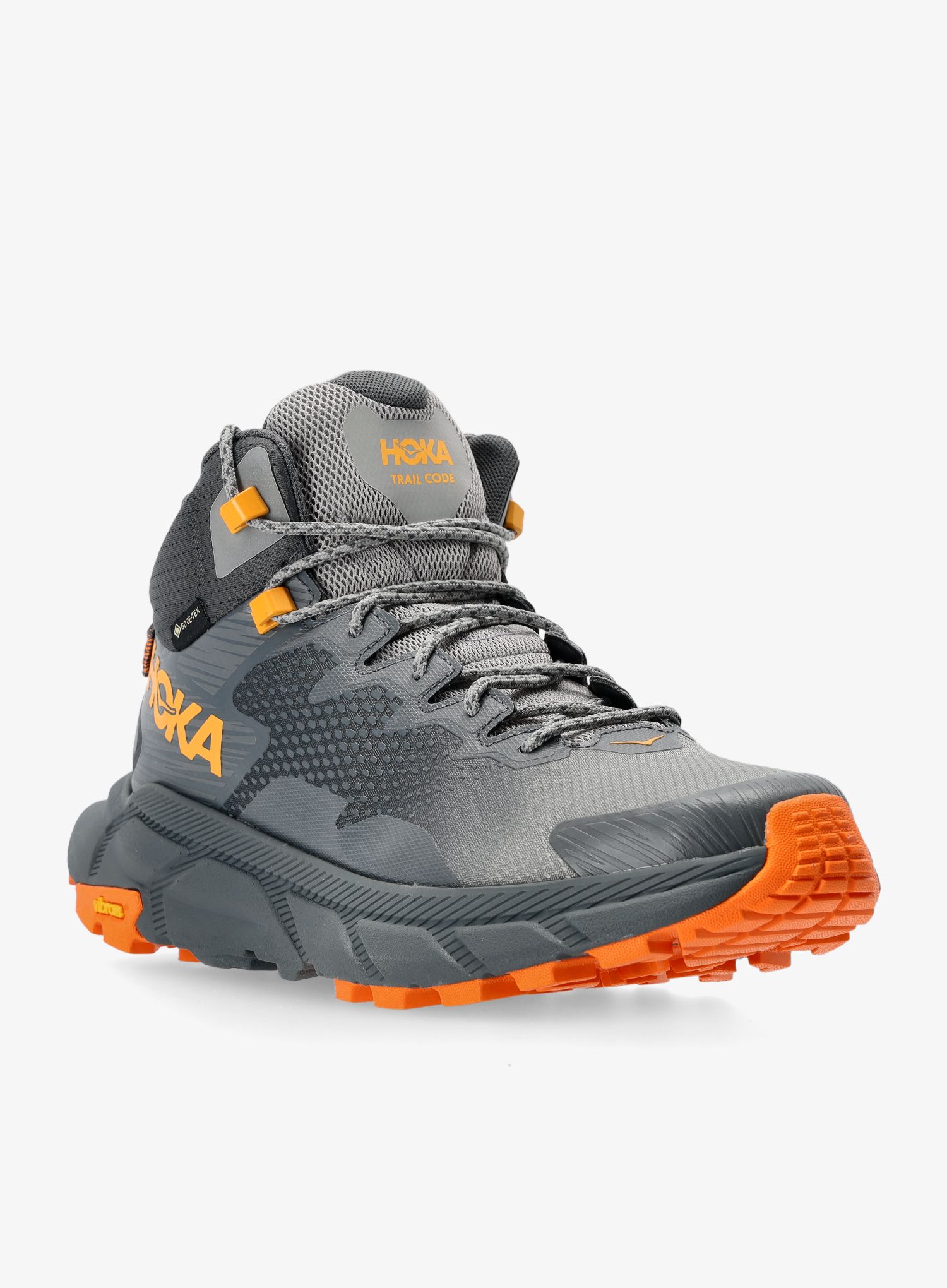 Moški pohodniški čevlji Hoka Trail Code GTX - castleroc/persimmon orange