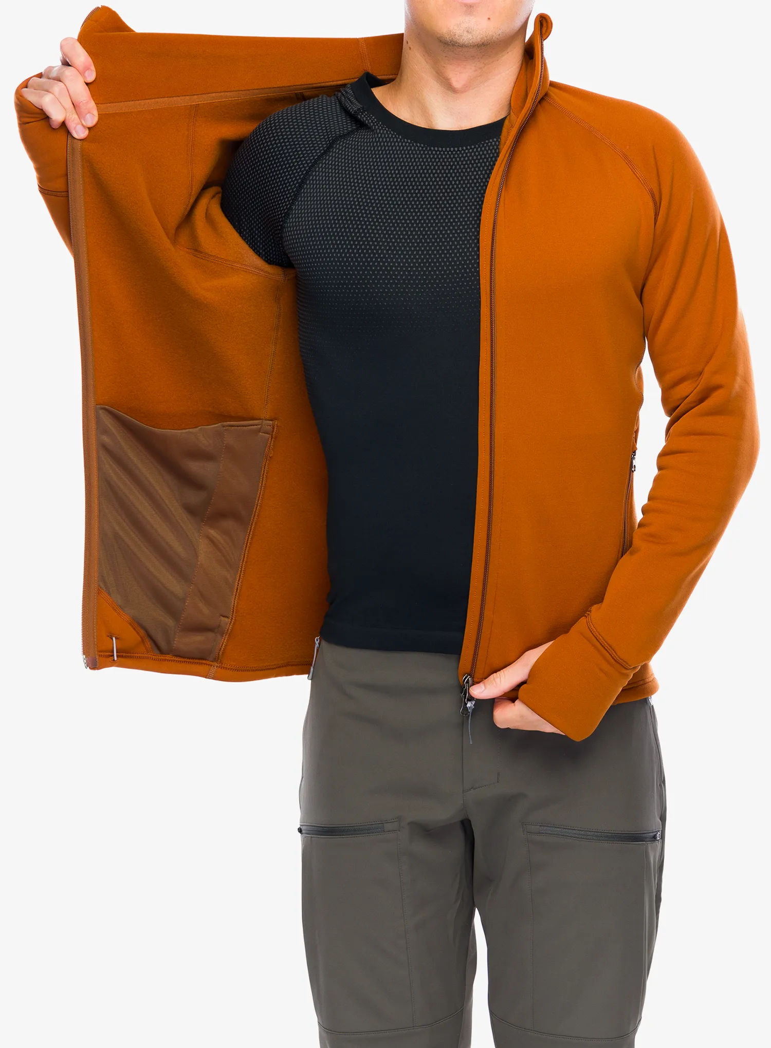Flis jopa s kapuco Houdini Power Houdi - cinnamon brown