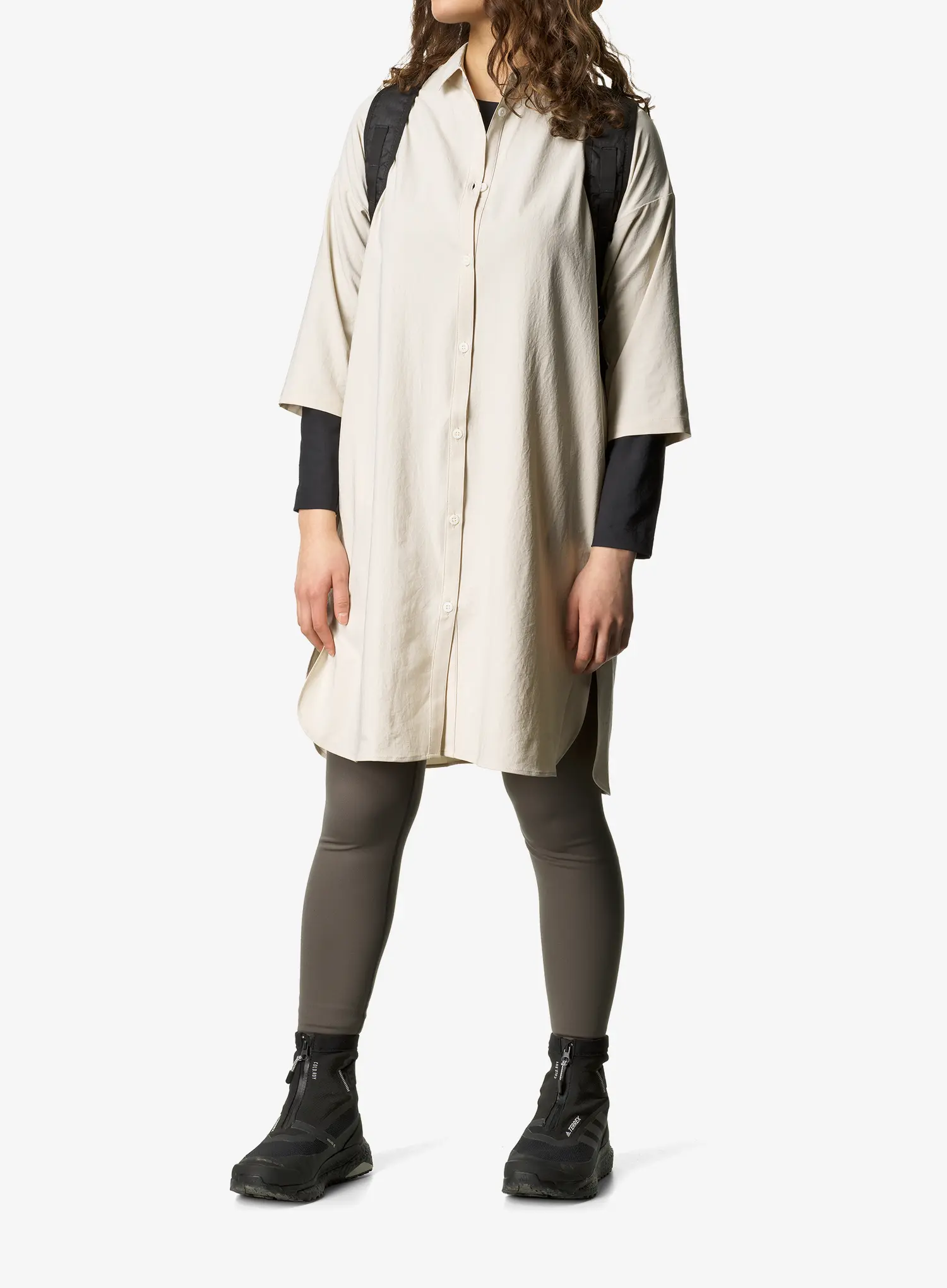 Športna obleka Houdini Route Shirt Dress - foggy mountain