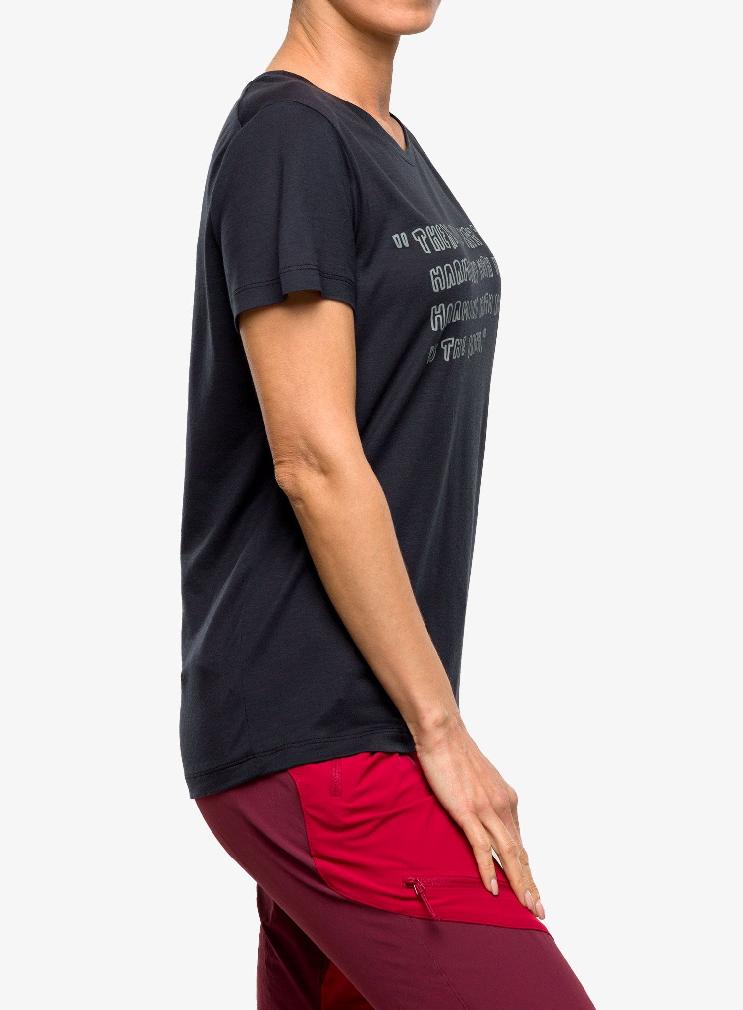 Ženska majica Houdini Tree Message Tee - true black/reconnect