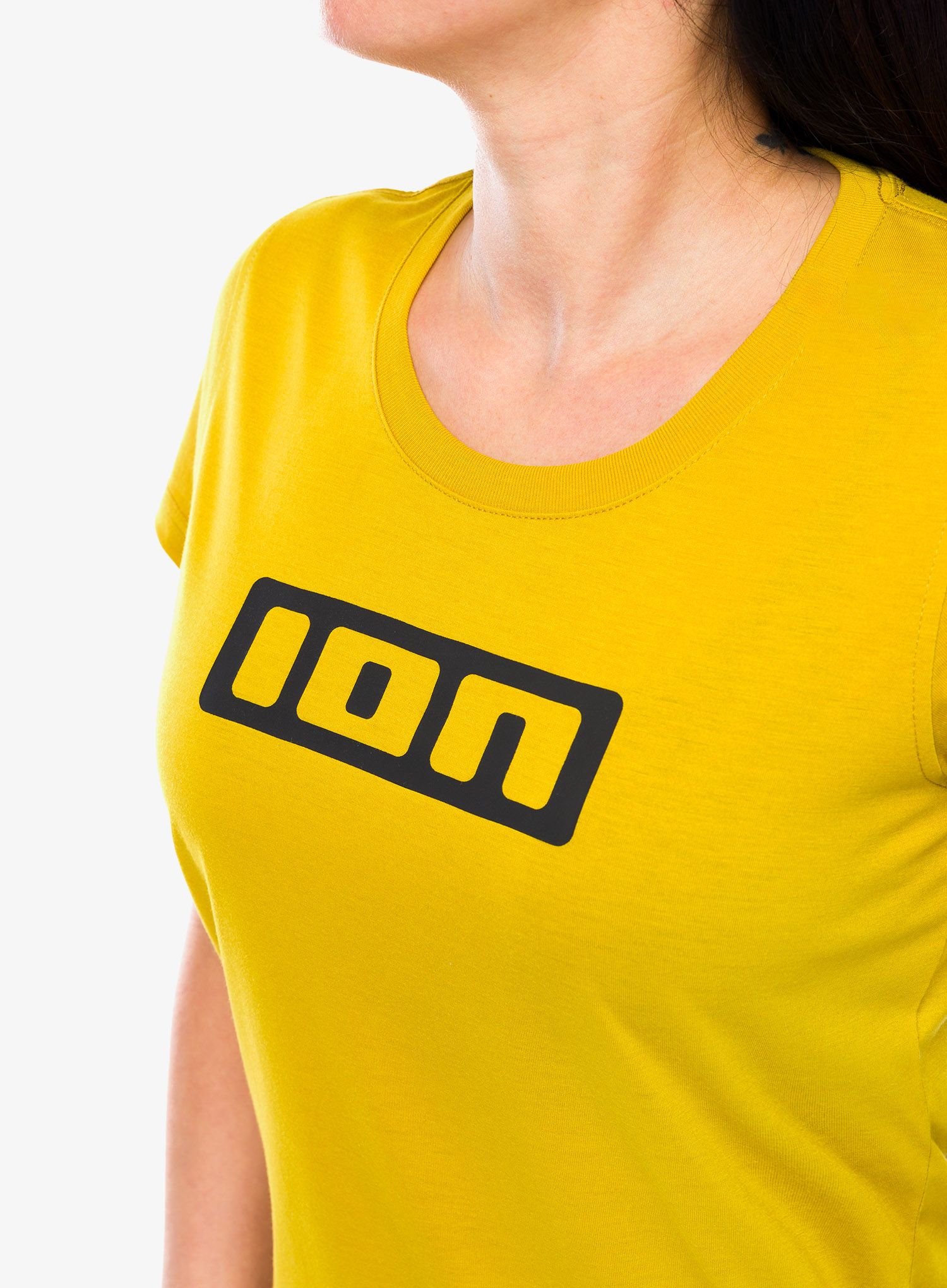 Ženska kolesarska majica ION Logo SS DR - dark/amber