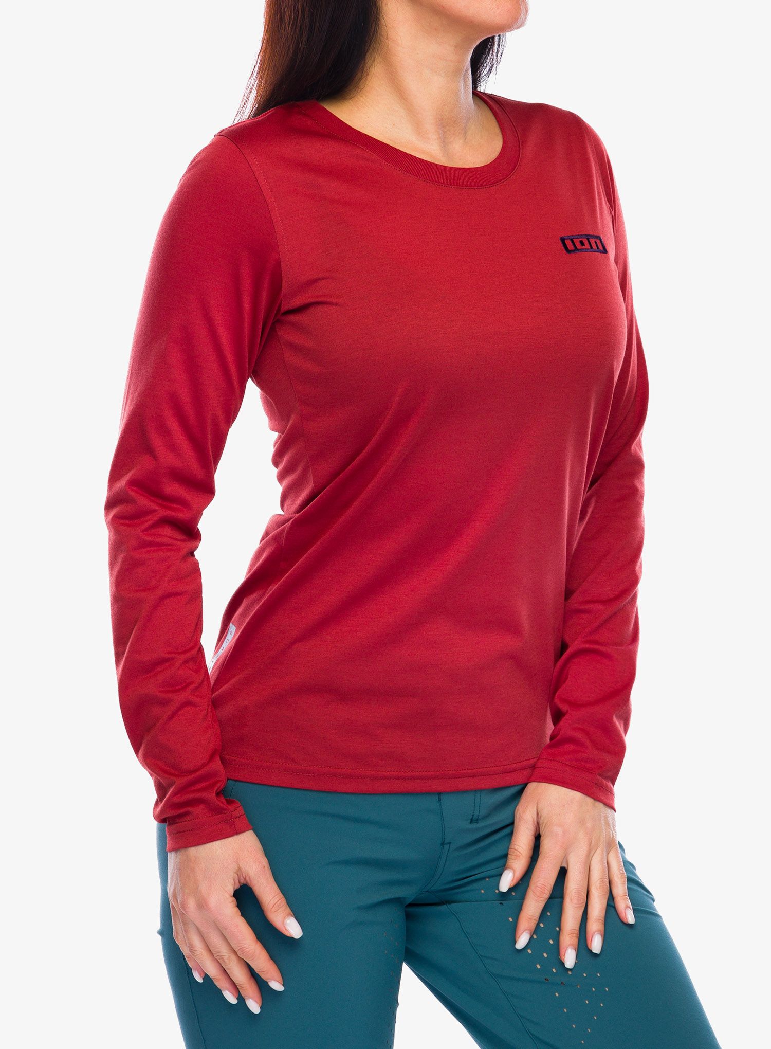 Ženski longsleeve ION S Logo LS DR Jersey - spicy/red