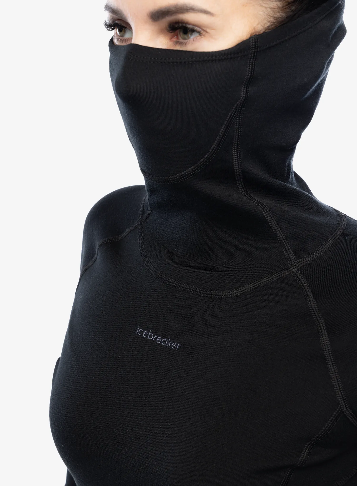 Ženska termo flis jopa Icebreaker 300 Merino Fine Polar LS Roll Neck - black