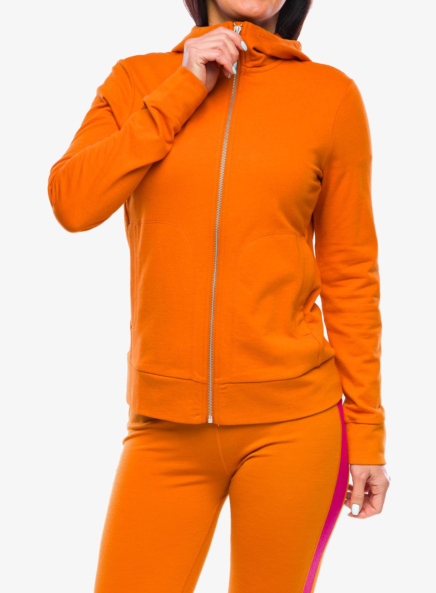 Ženska jopica Icebreaker Central Classic LS Zip Hoodie - earth