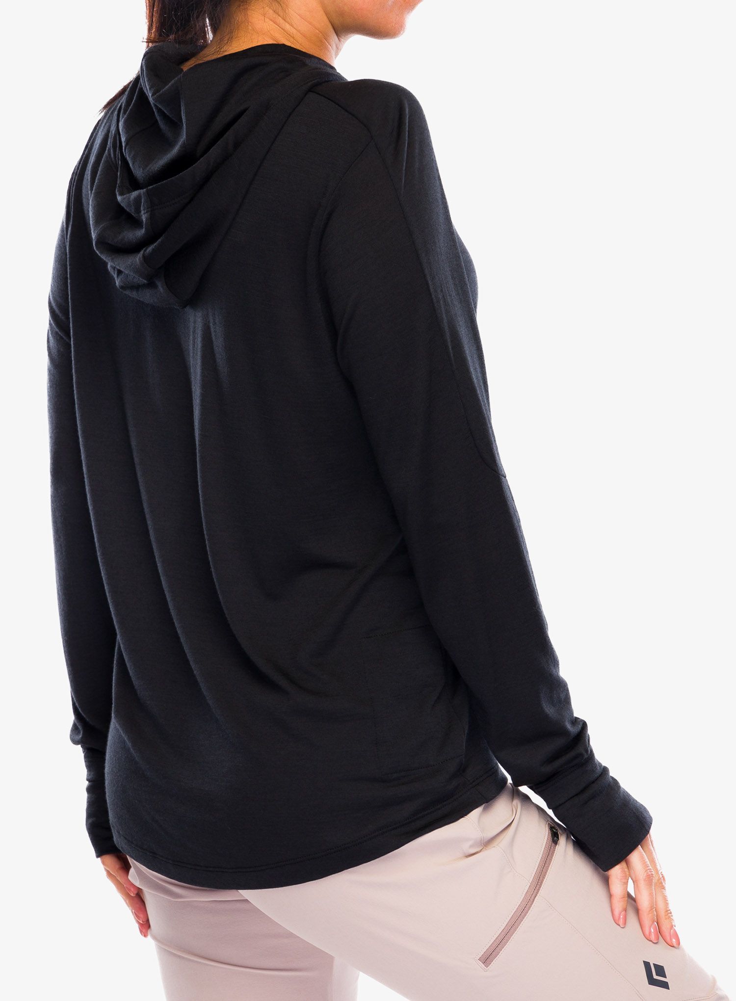 Ženska jopa s kapuco Icebreaker Cool-Lite LS Hoodie - black