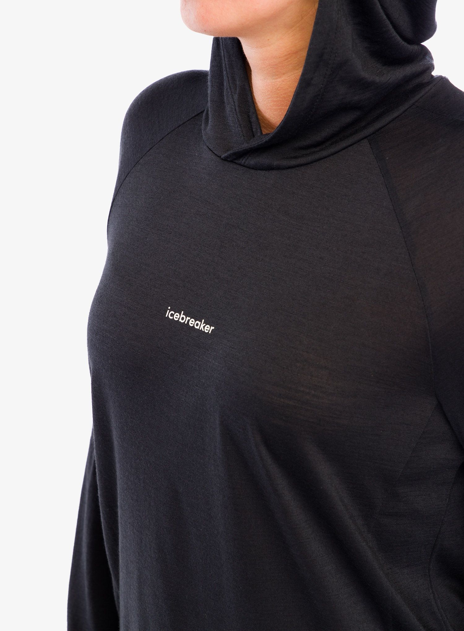Ženska jopa s kapuco Icebreaker Cool-Lite LS Hoodie - black