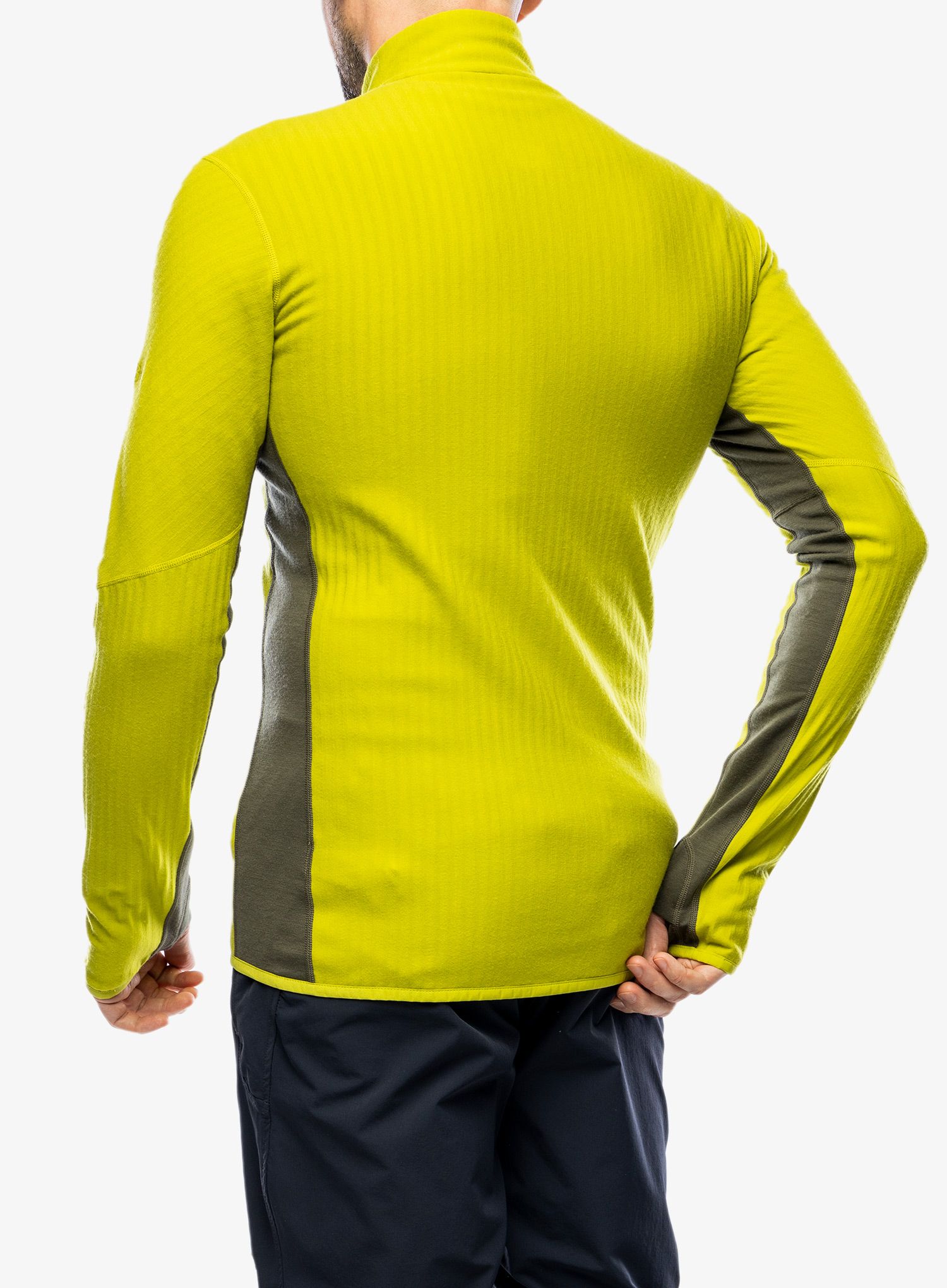 Puloverji brez kapuce Icebreaker Descender L/S Zip - bio lime/loden