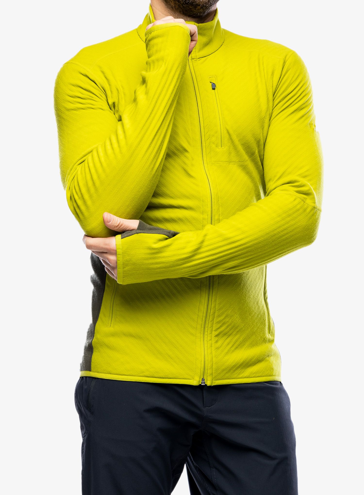 Puloverji brez kapuce Icebreaker Descender L/S Zip - bio lime/loden