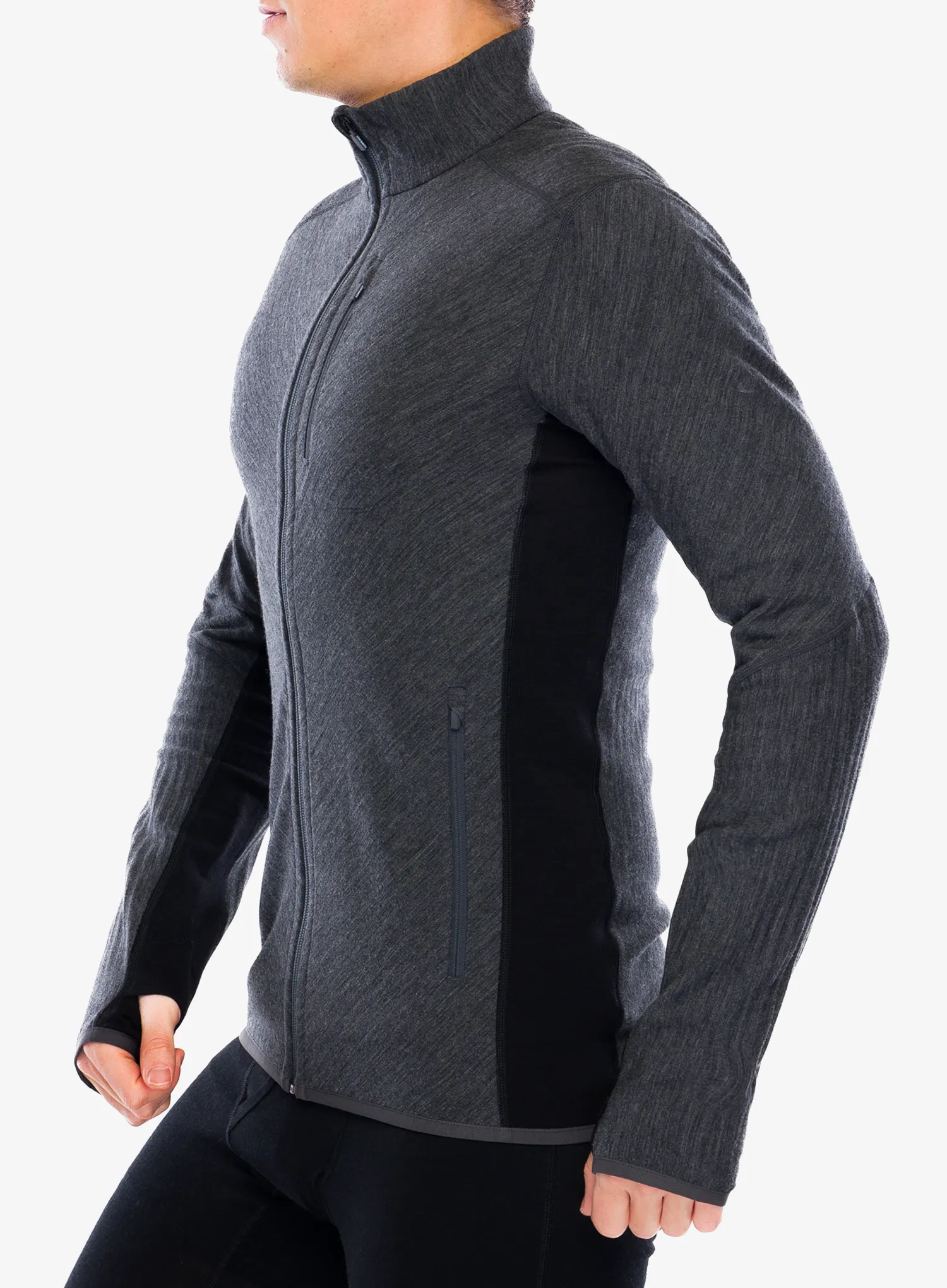 Jopica na zadrgo Icebreaker Descender L/S Zip - jet hthr/black